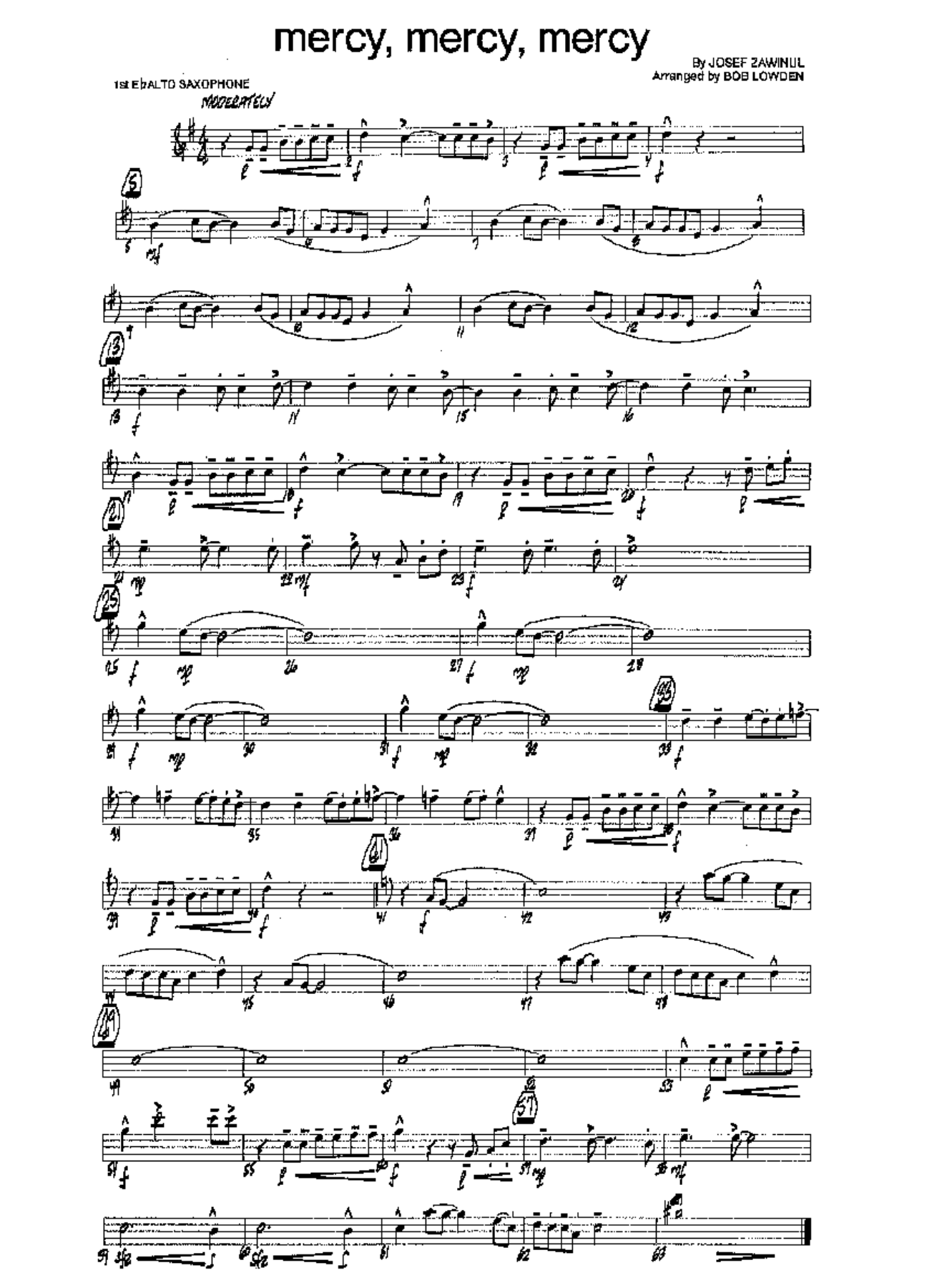Mercy Mercy Mercy — sheet music cover (first page)