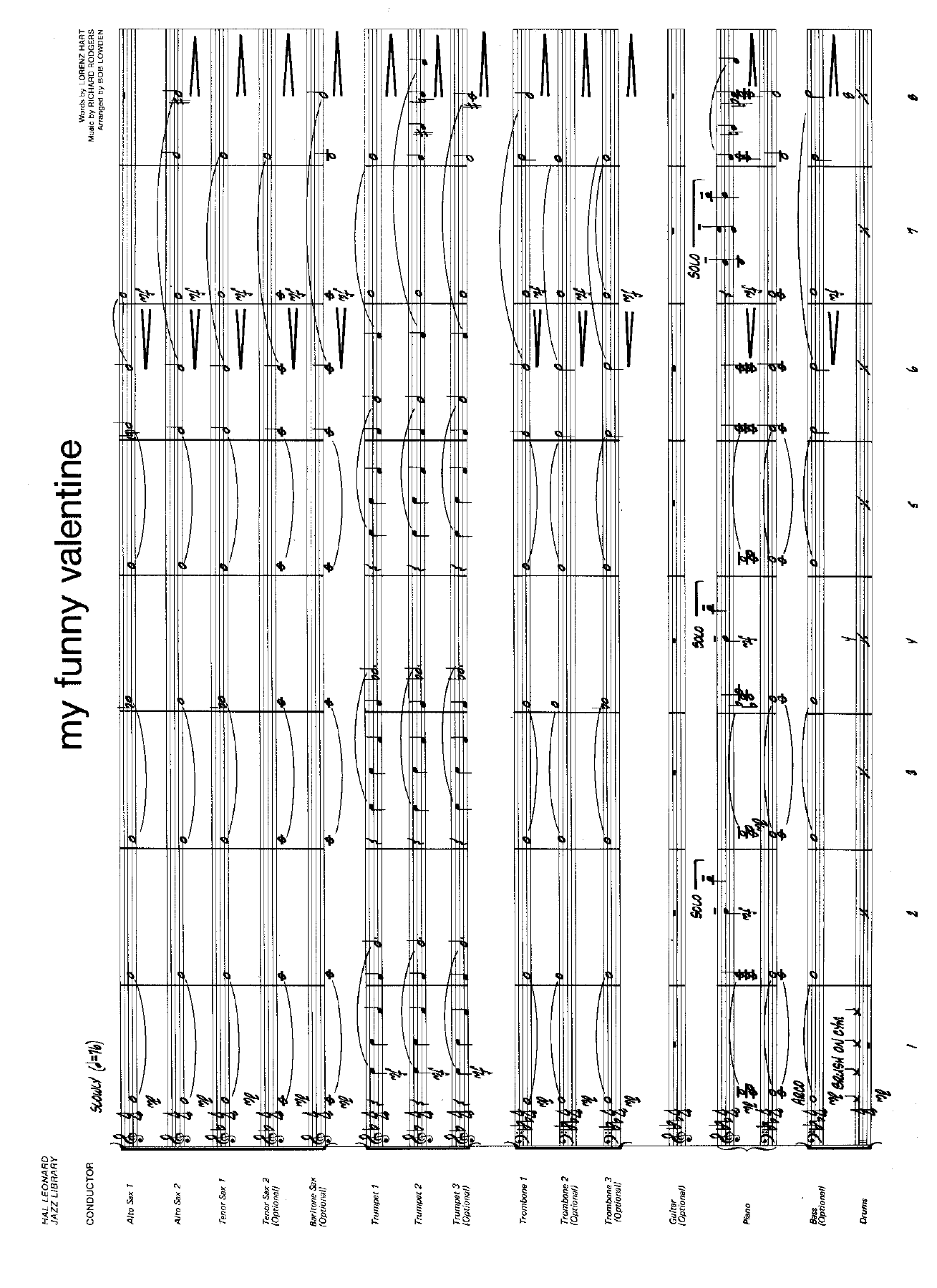 My Funny Valentine — sheet music cover (first page)