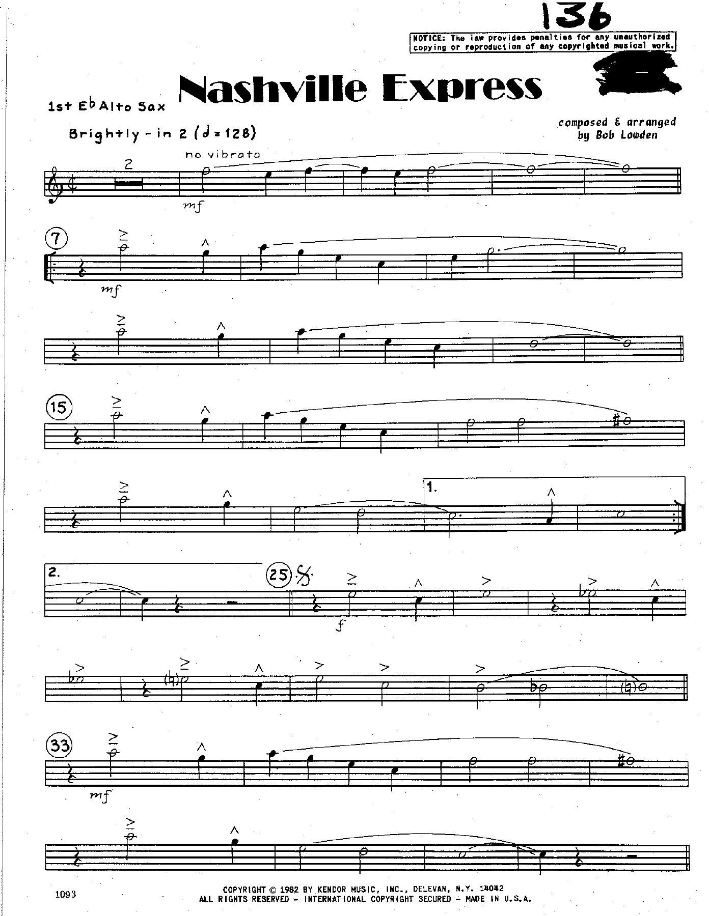 Nashville Express — sheet music cover (first page)