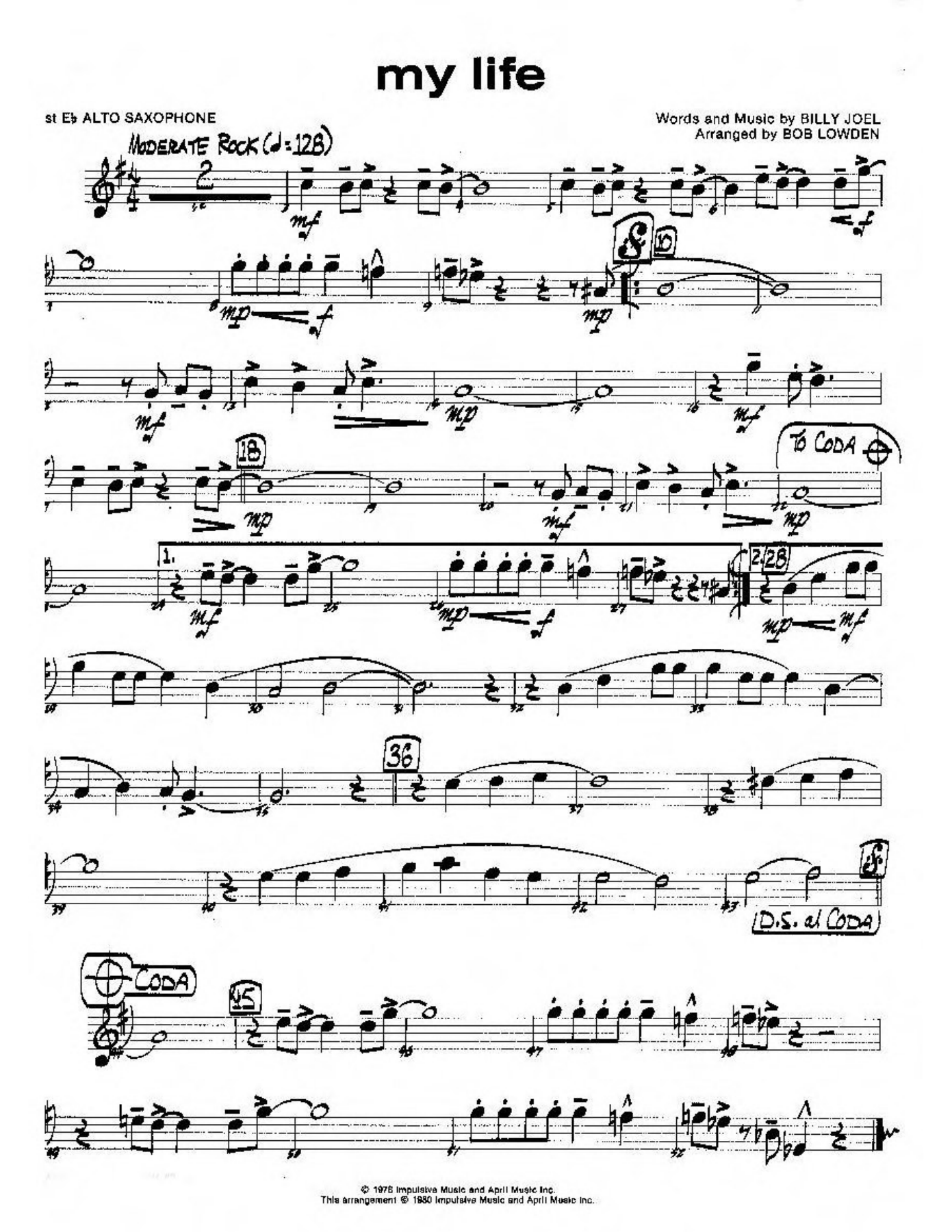 My Life — Big Band sheet music arranged by B.Lowden | Jazz Standard