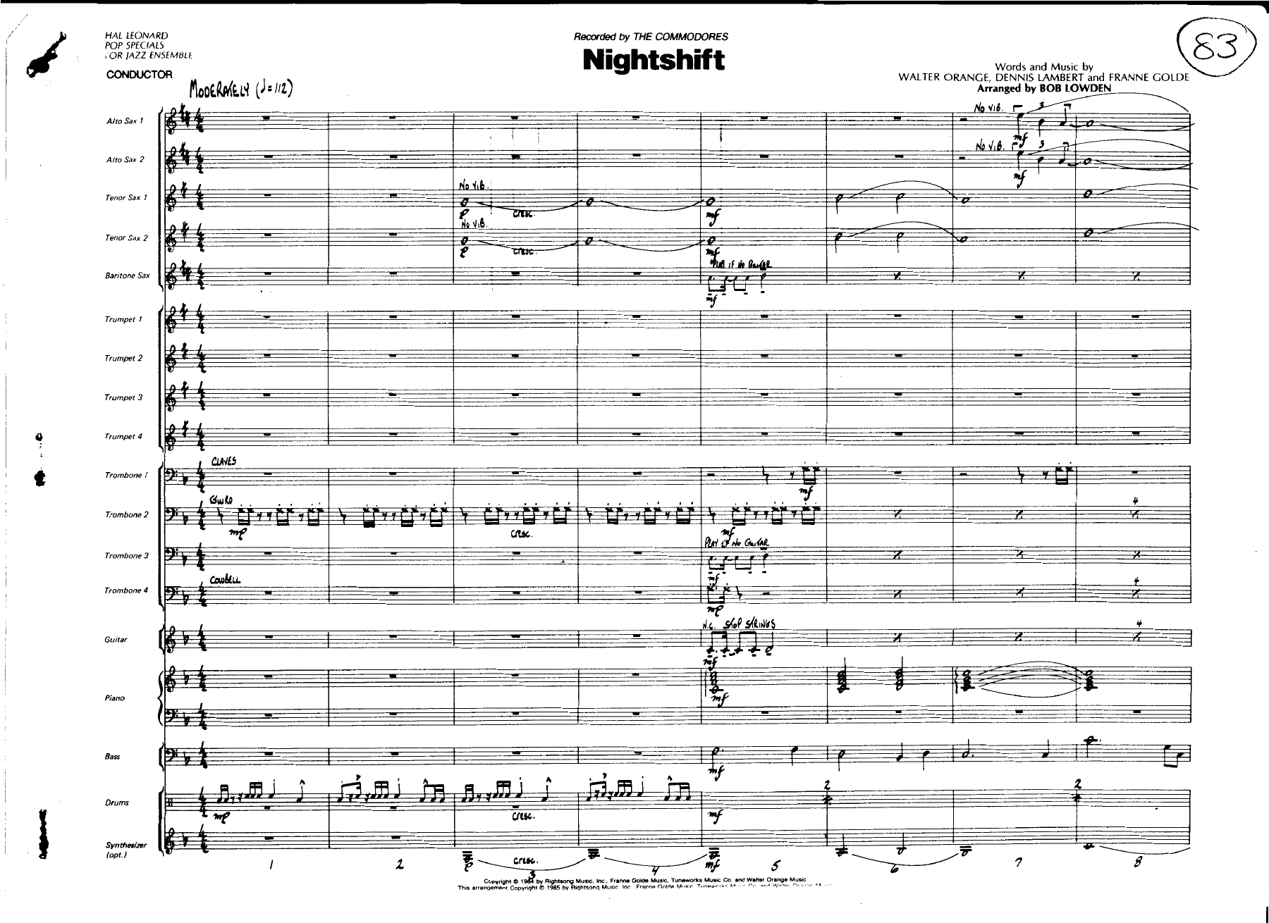 Nightshift — sheet music cover (first page)