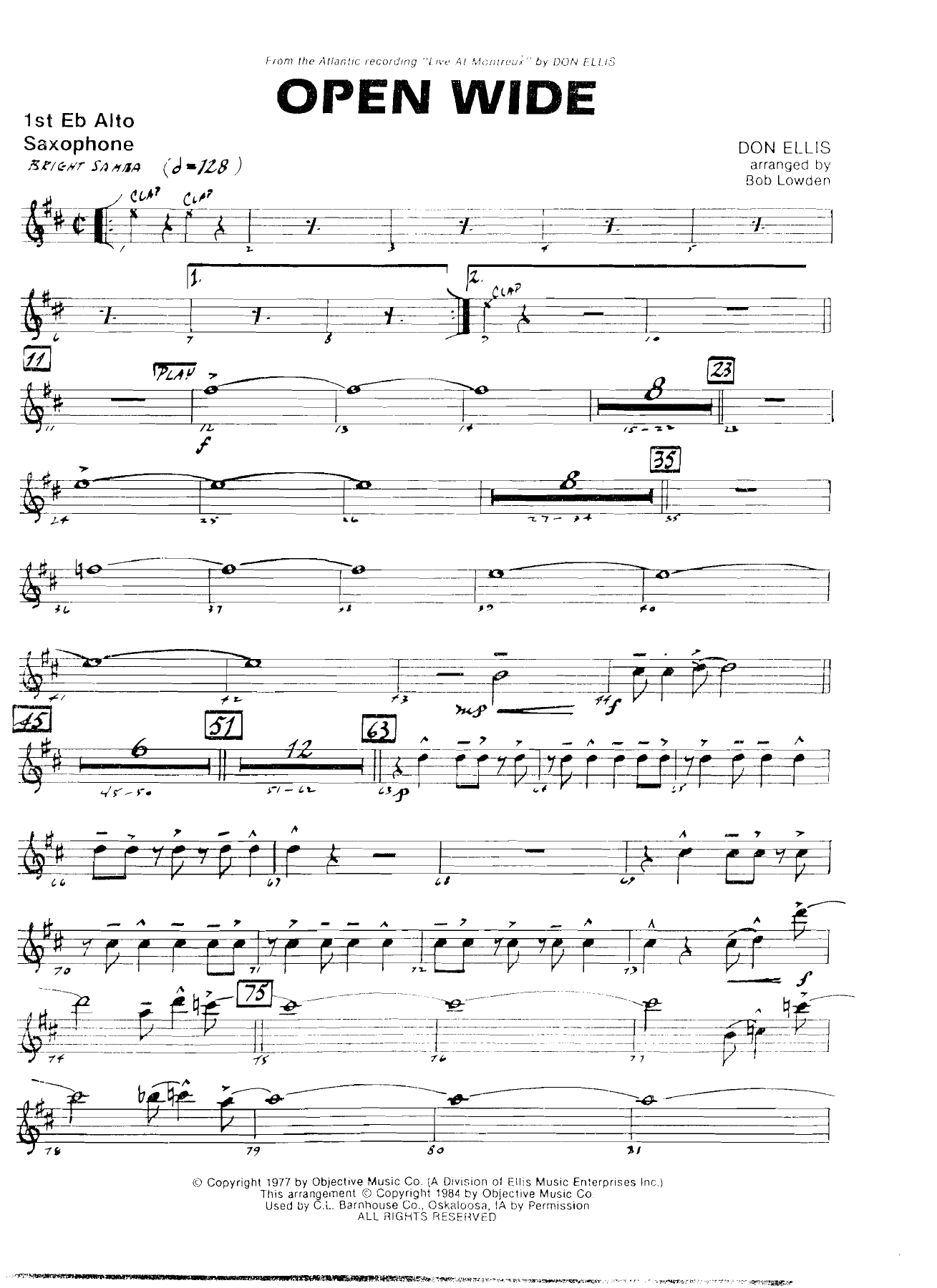 Open Wide — sheet music cover (first page)