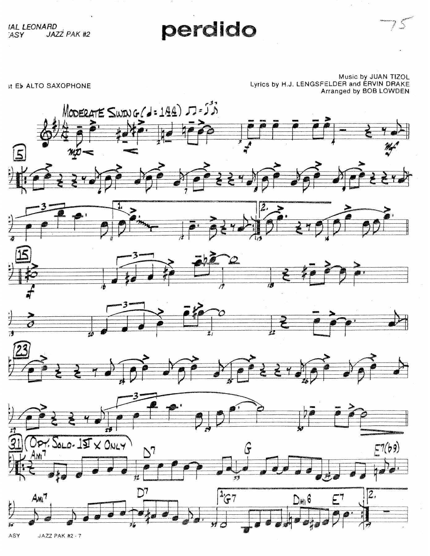 Perdido — sheet music cover (first page)