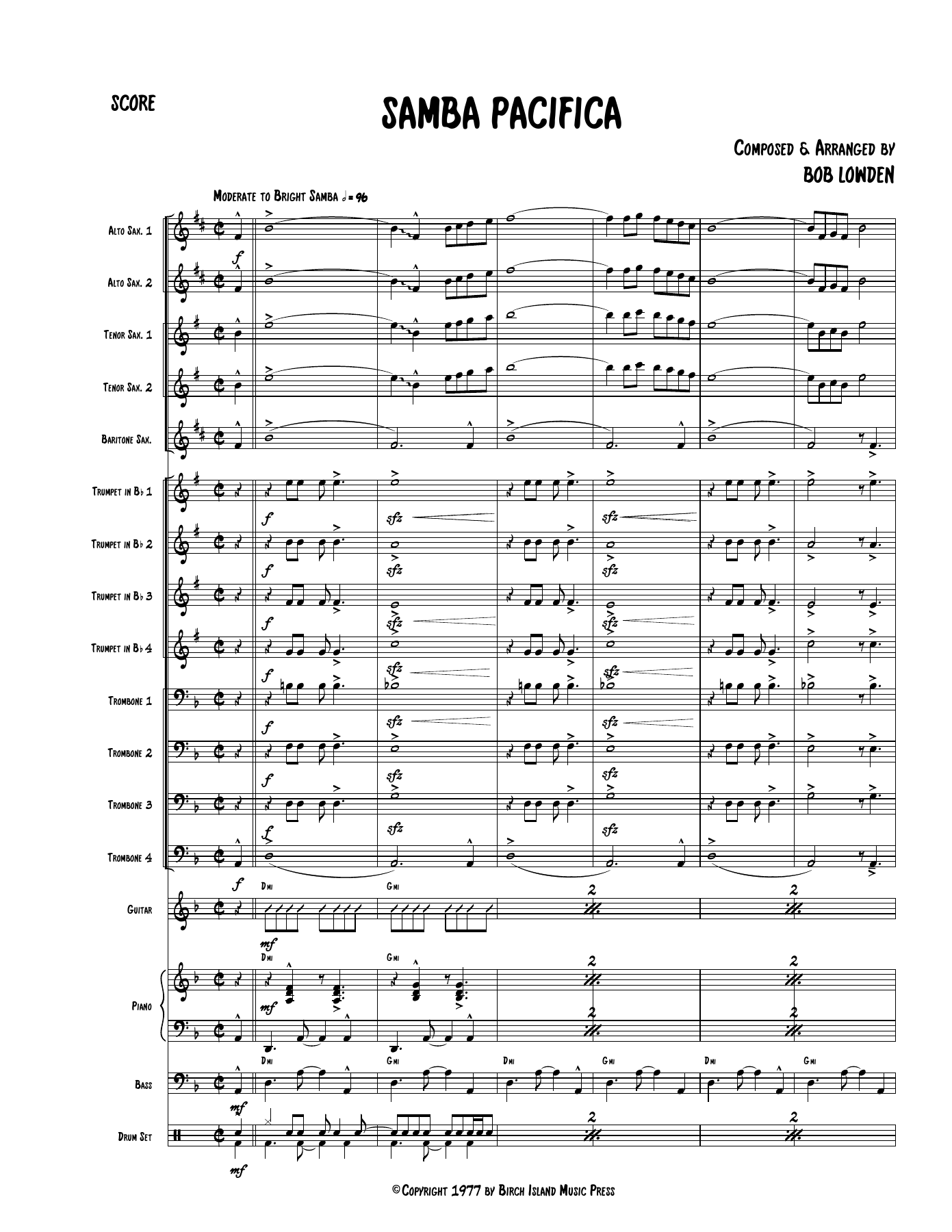 Samba Pacifica — sheet music cover (first page)