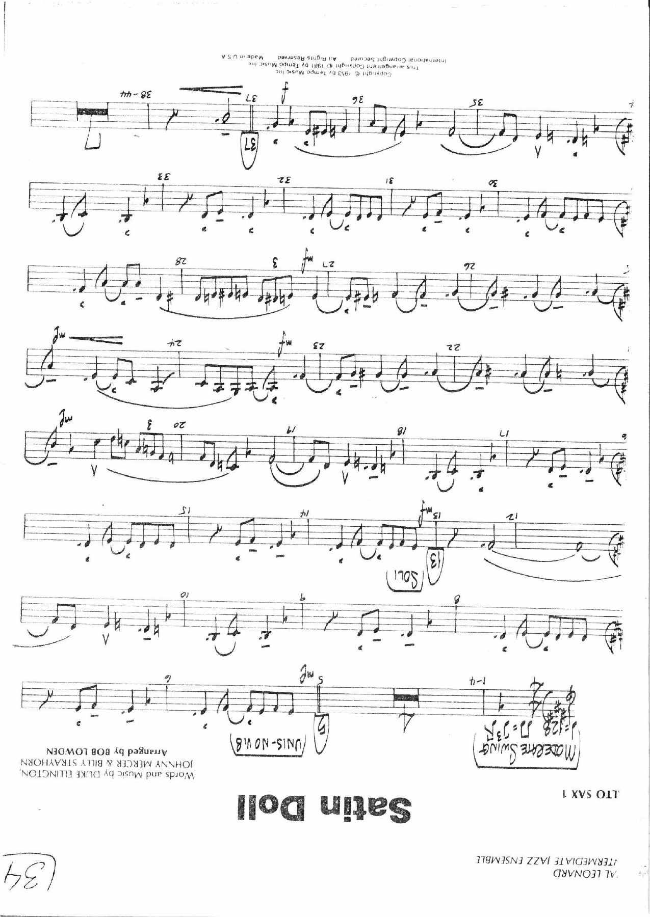 Satin Doll — sheet music cover (first page)