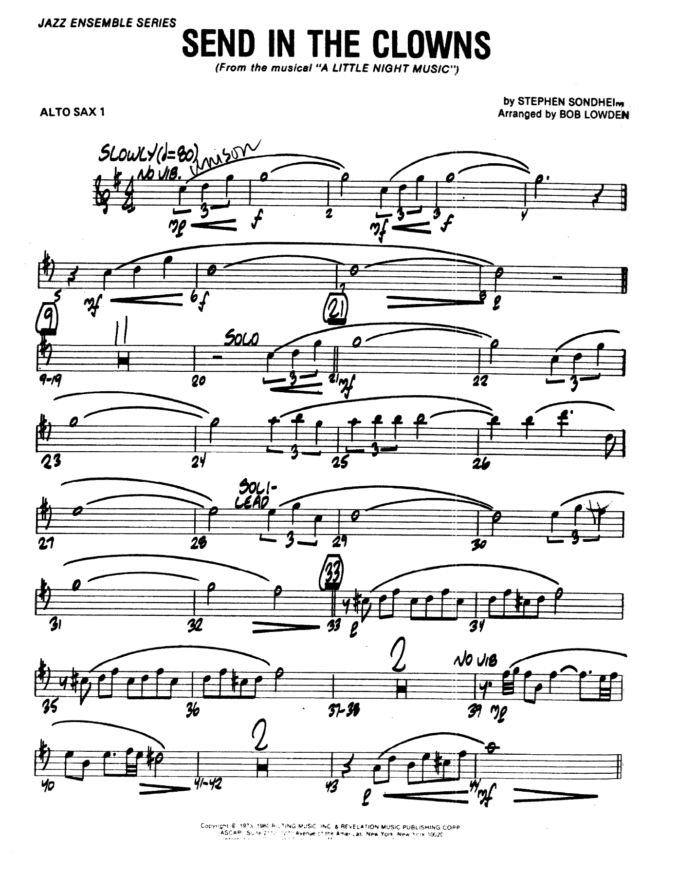 Send In The Clowns — Big Band sheet music arranged by B.Lowden | Jazz Standard