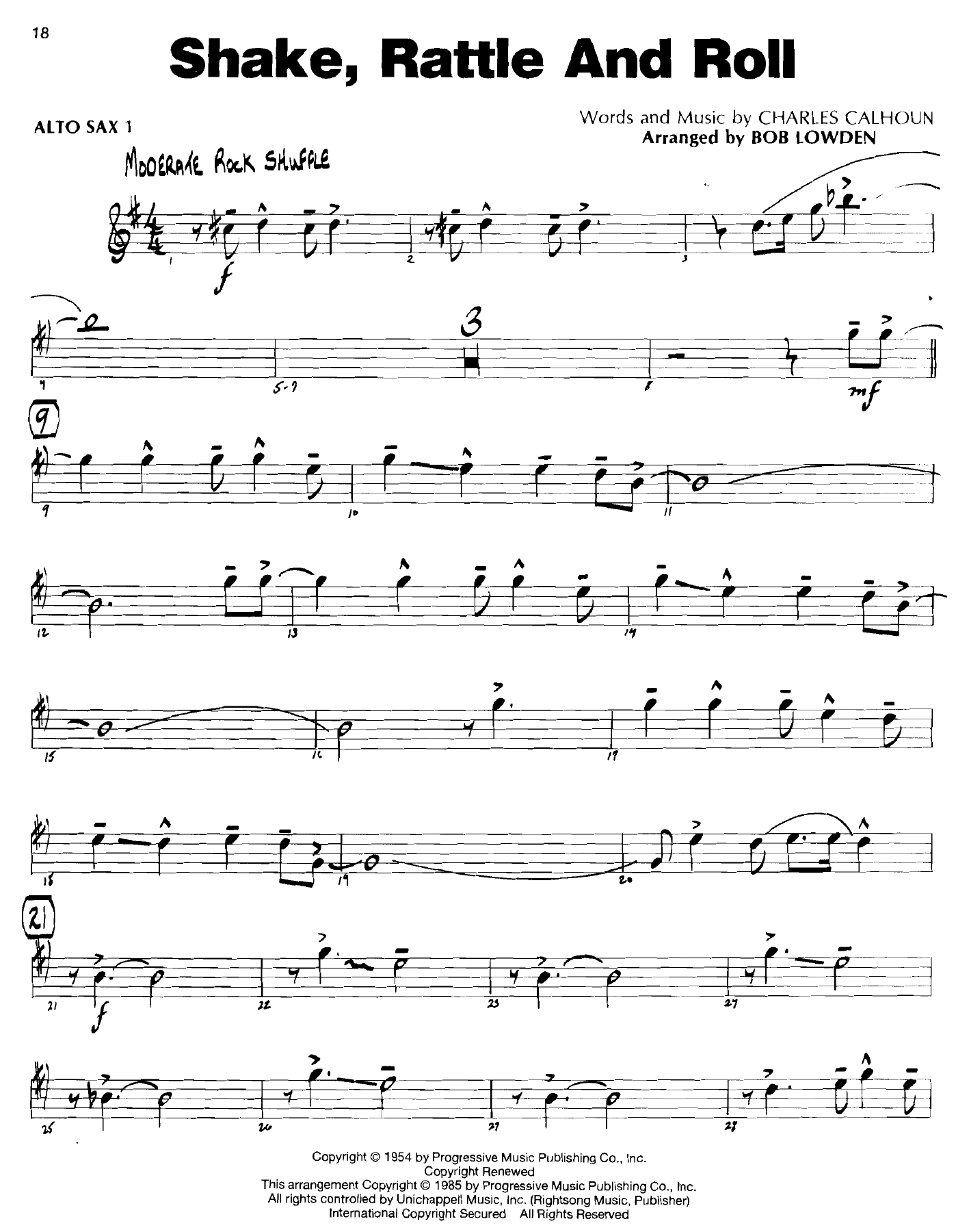 Shake, Rattle And Roll — sheet music cover (first page)