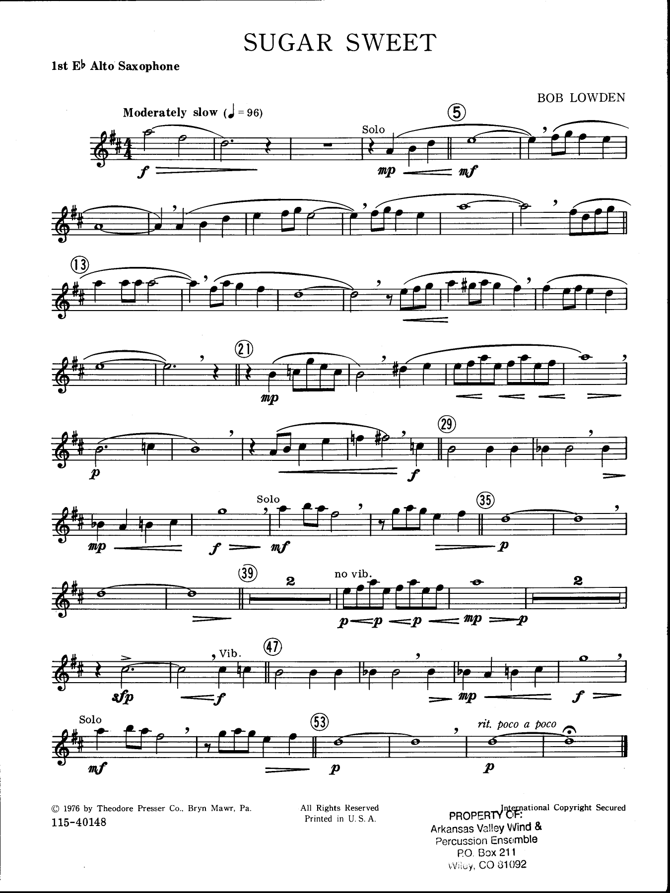 Sugar Sweet — sheet music cover (first page)