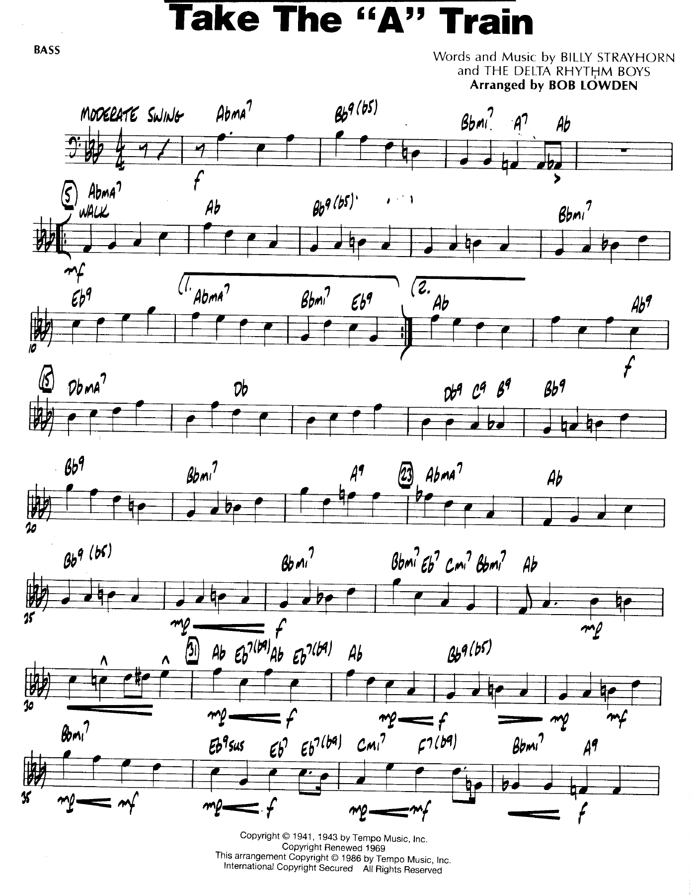 Take The A Train — Big Band sheet music arranged by B.Lowden | Jazz Standard