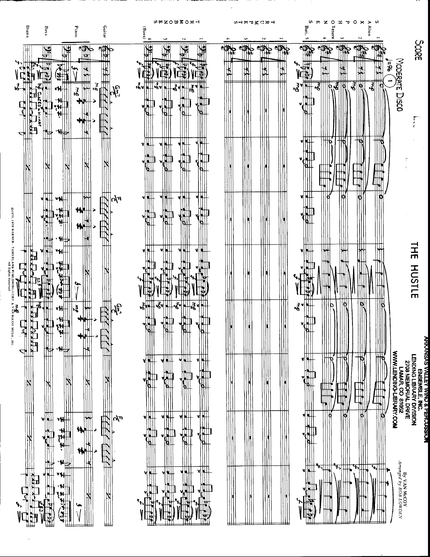 The Hustle — sheet music cover (first page)