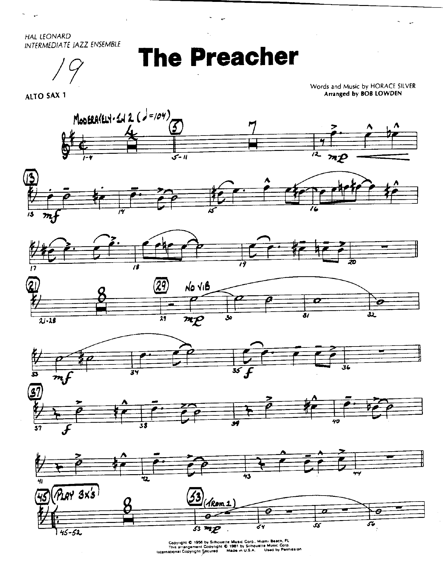 The Preacher — sheet music cover (first page)