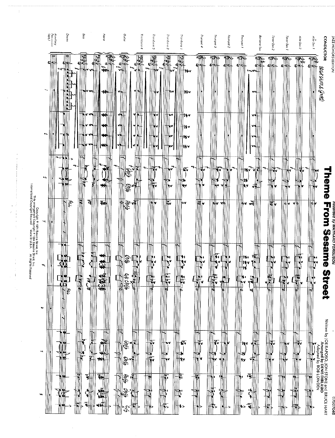 Theme From Sesame Street — Big Band sheet music arranged by B.Lowden | Jazz Standard