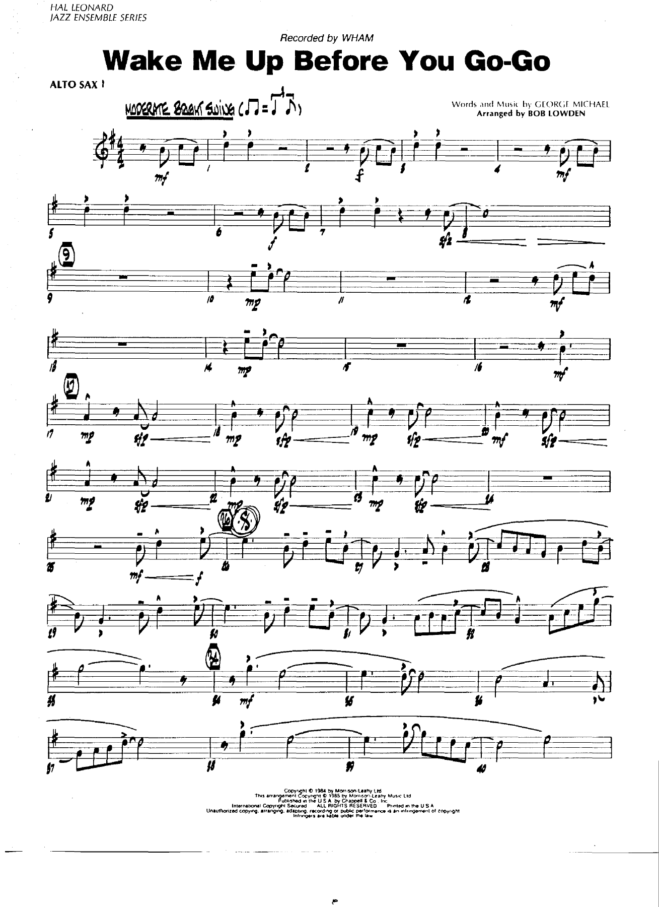 Wake Me Up Before You Go-Go — sheet music preview