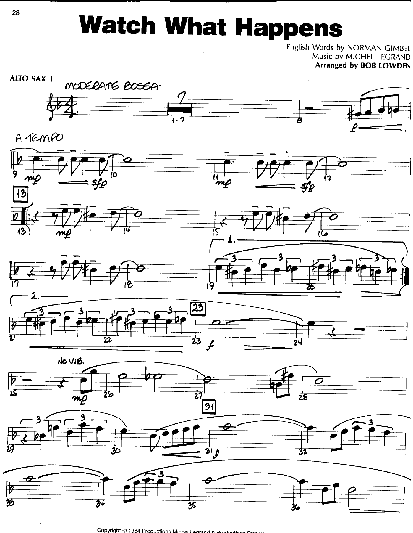 Watch What Happens — Big Band sheet music arranged by B.Lowden | Jazz Standard