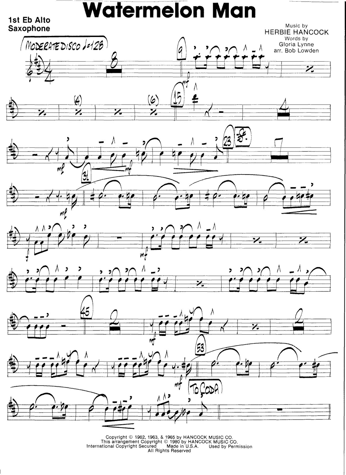 Watermelon Man — sheet music cover (first page)