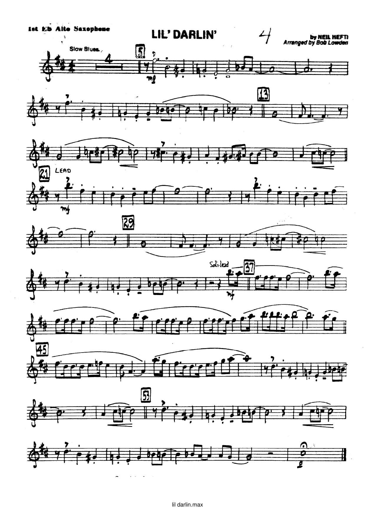 lil Darlin' — sheet music cover (first page)