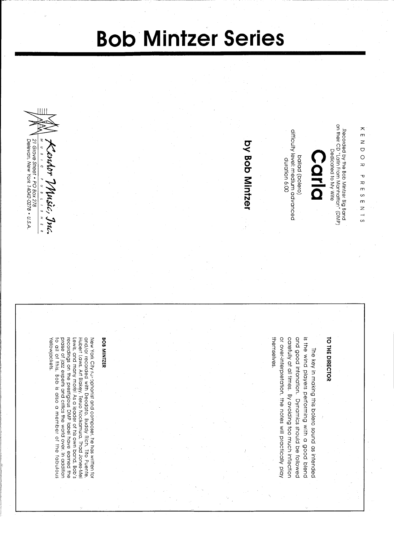 Carla (B.Mintzer) MP3 — sheet music cover (first page)