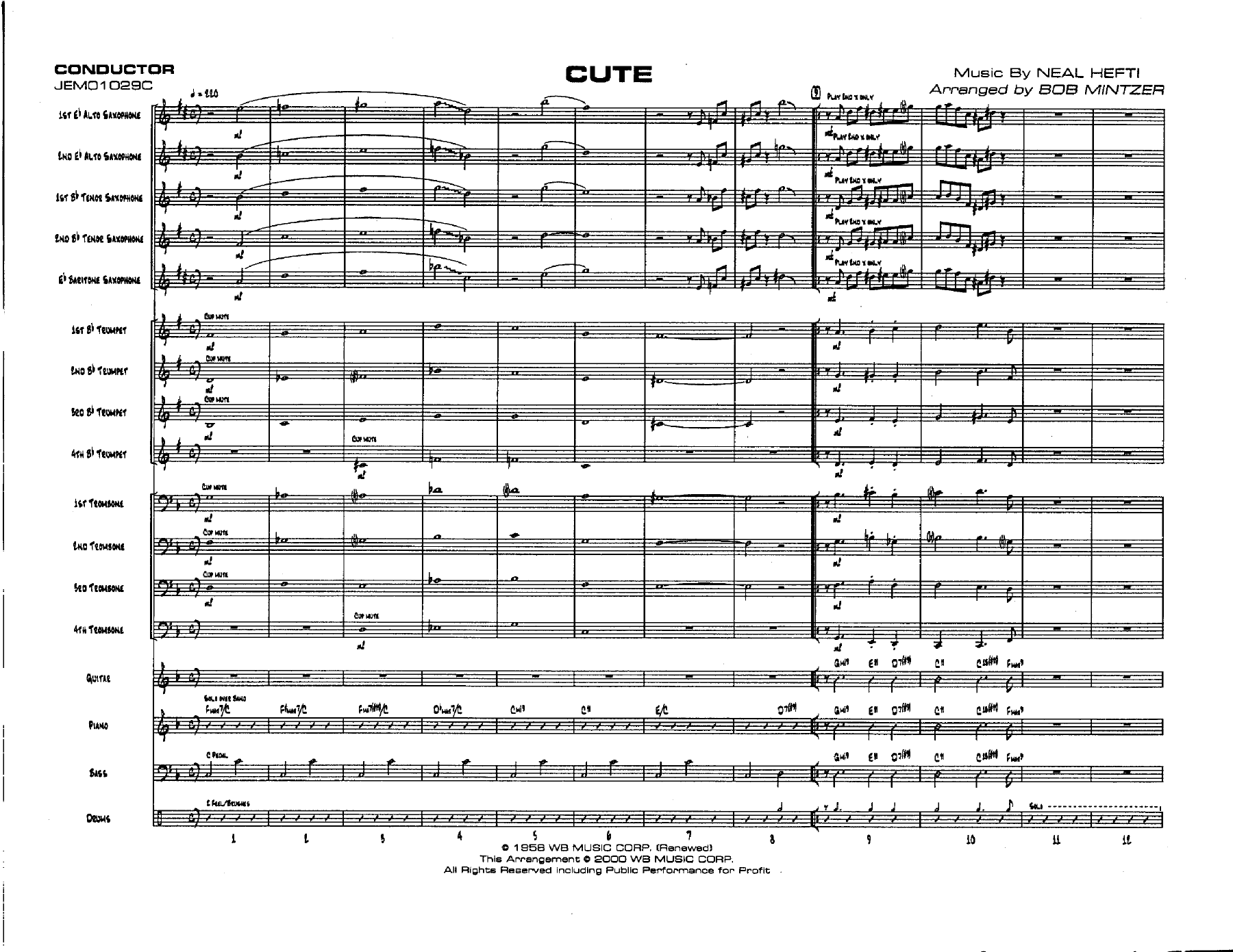 Cute (B.Mintzer) MP3 — Big Band sheet music arranged by Bob Mintzer | Jazz Standard