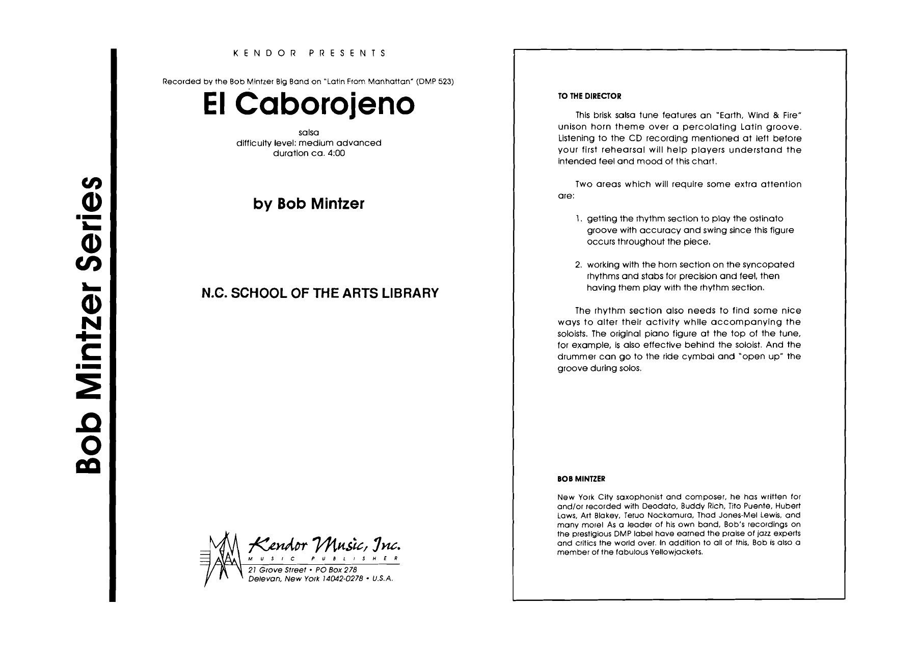 El Caborojeno (B.Mintzer) salsa — Big Band sheet music arranged by Bob Mintzer | Jazz Standard