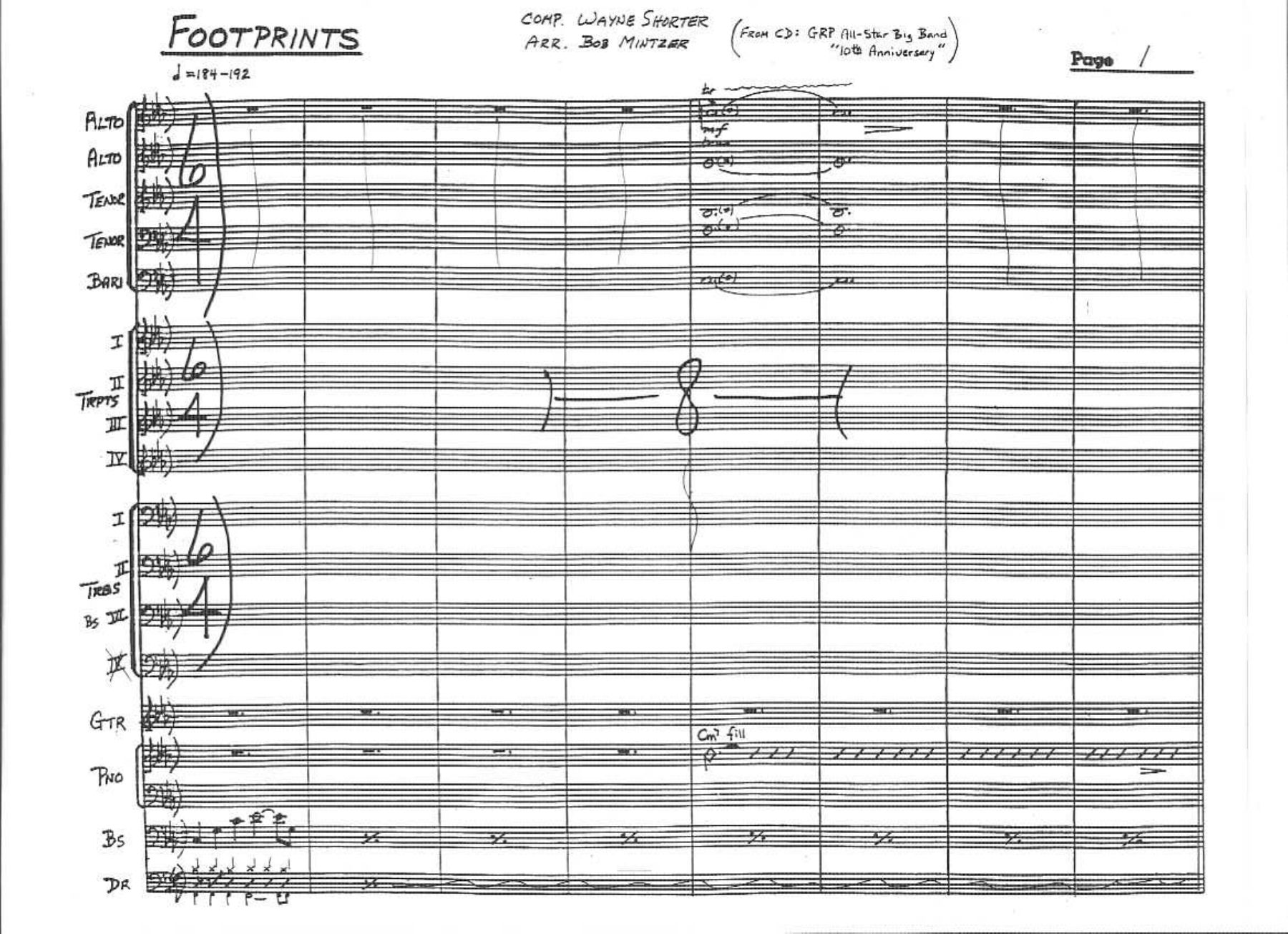 Footprints (A.Mintzer) MP3 — sheet music cover (first page)