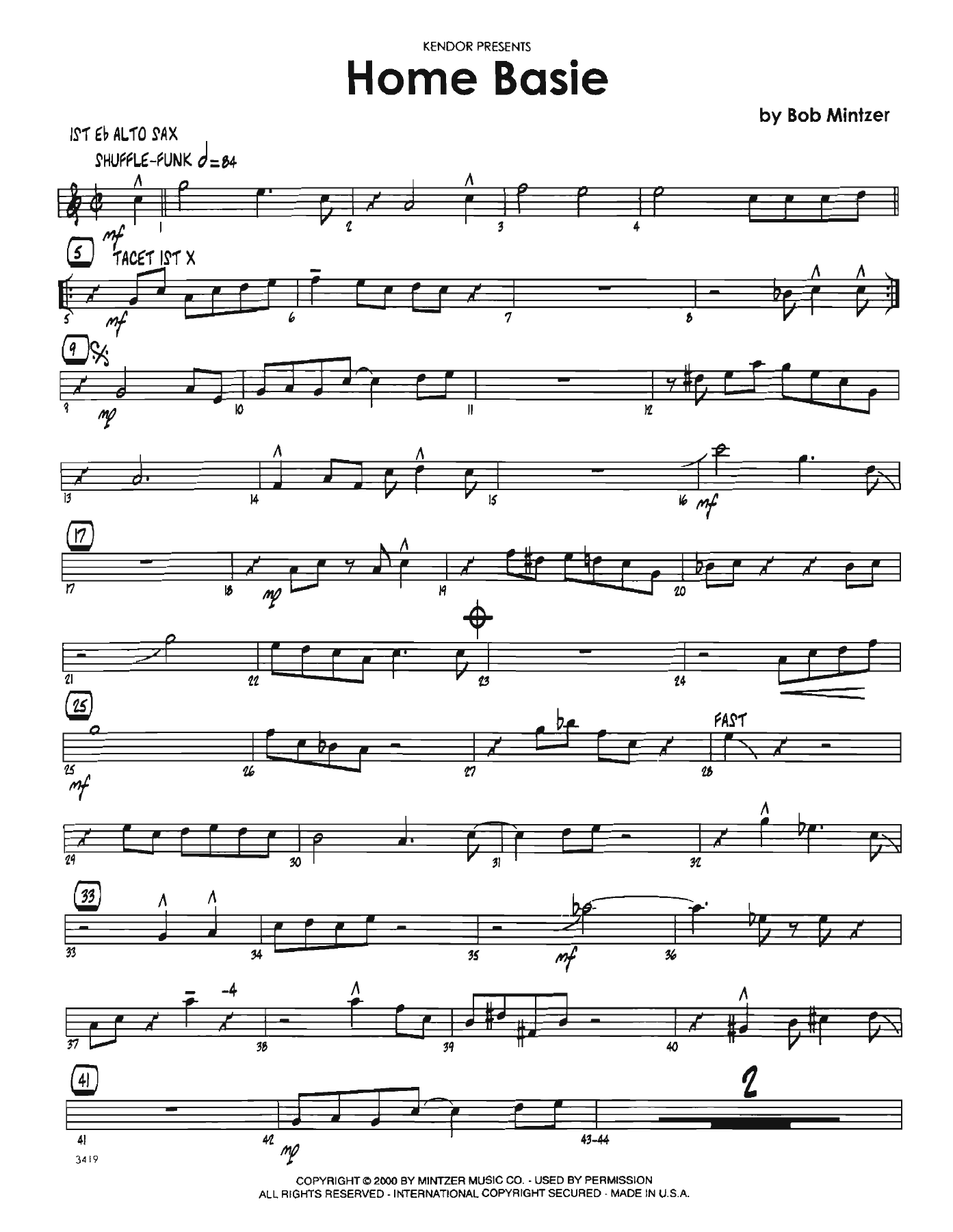 Home Basie (B.Mintzer) MP3 — Big Band sheet music arranged by Bob Mintzer | Jazz Standard