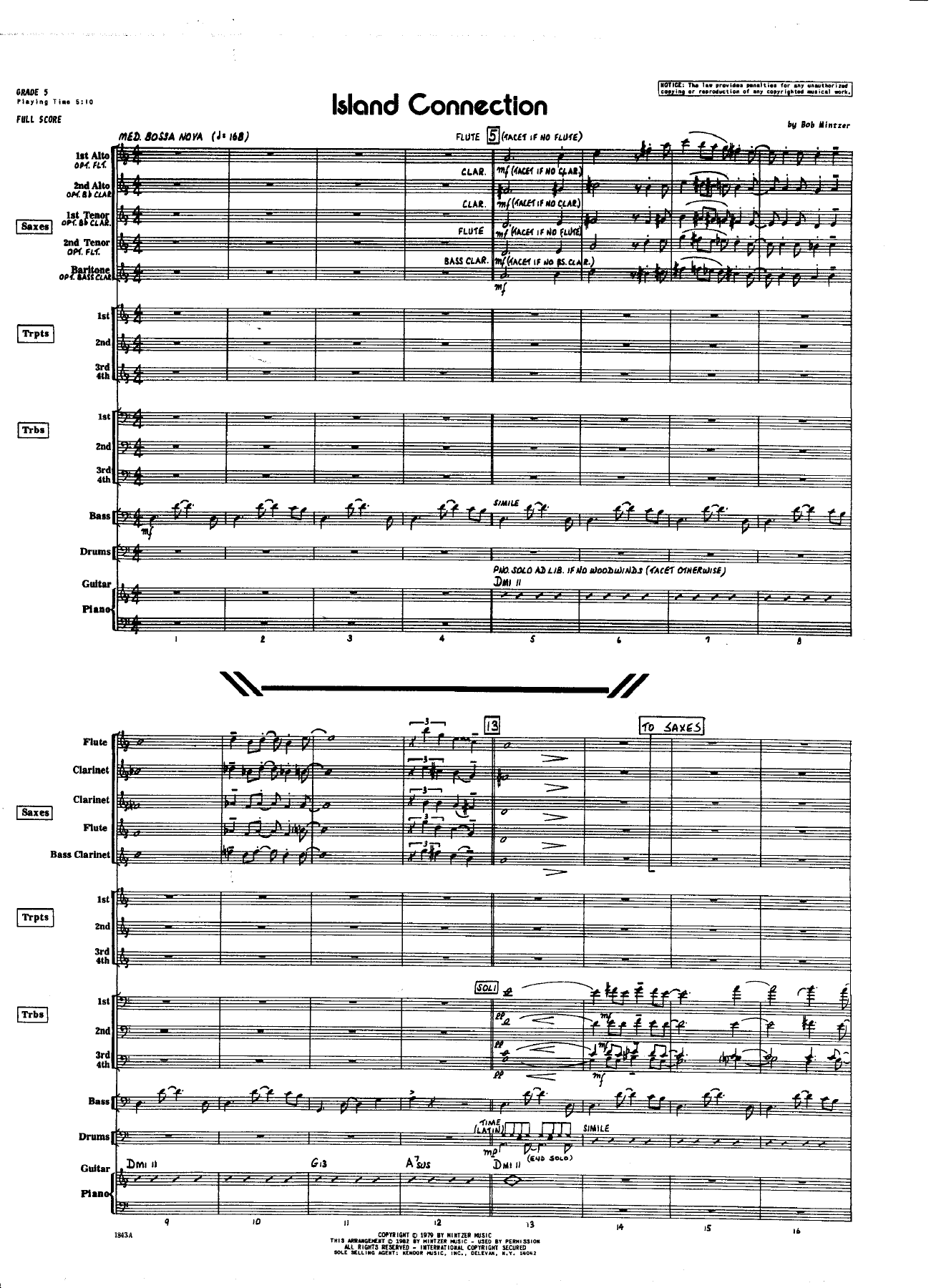 Island Connection — sheet music cover (first page)