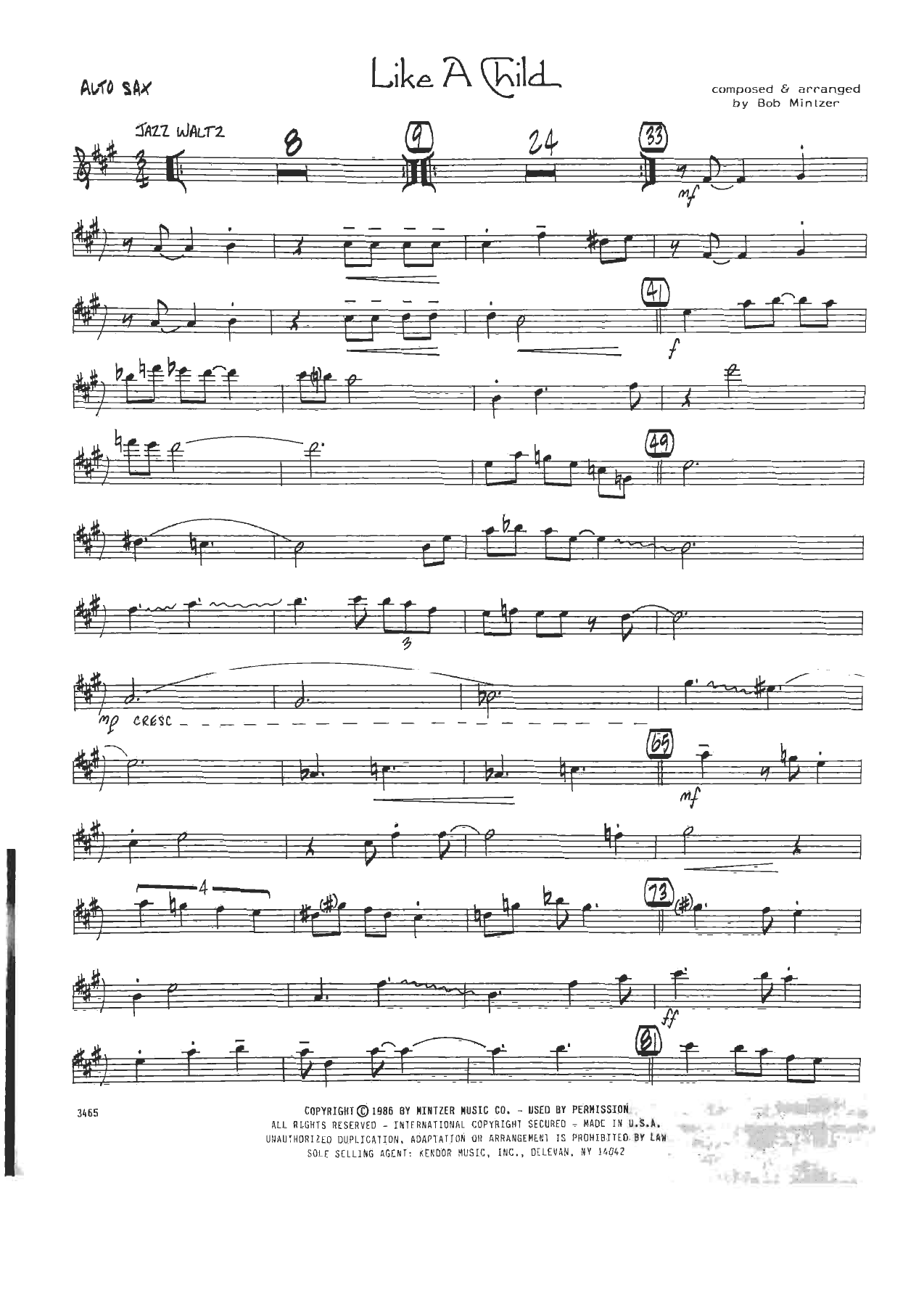 Like A Child — sheet music cover (first page)