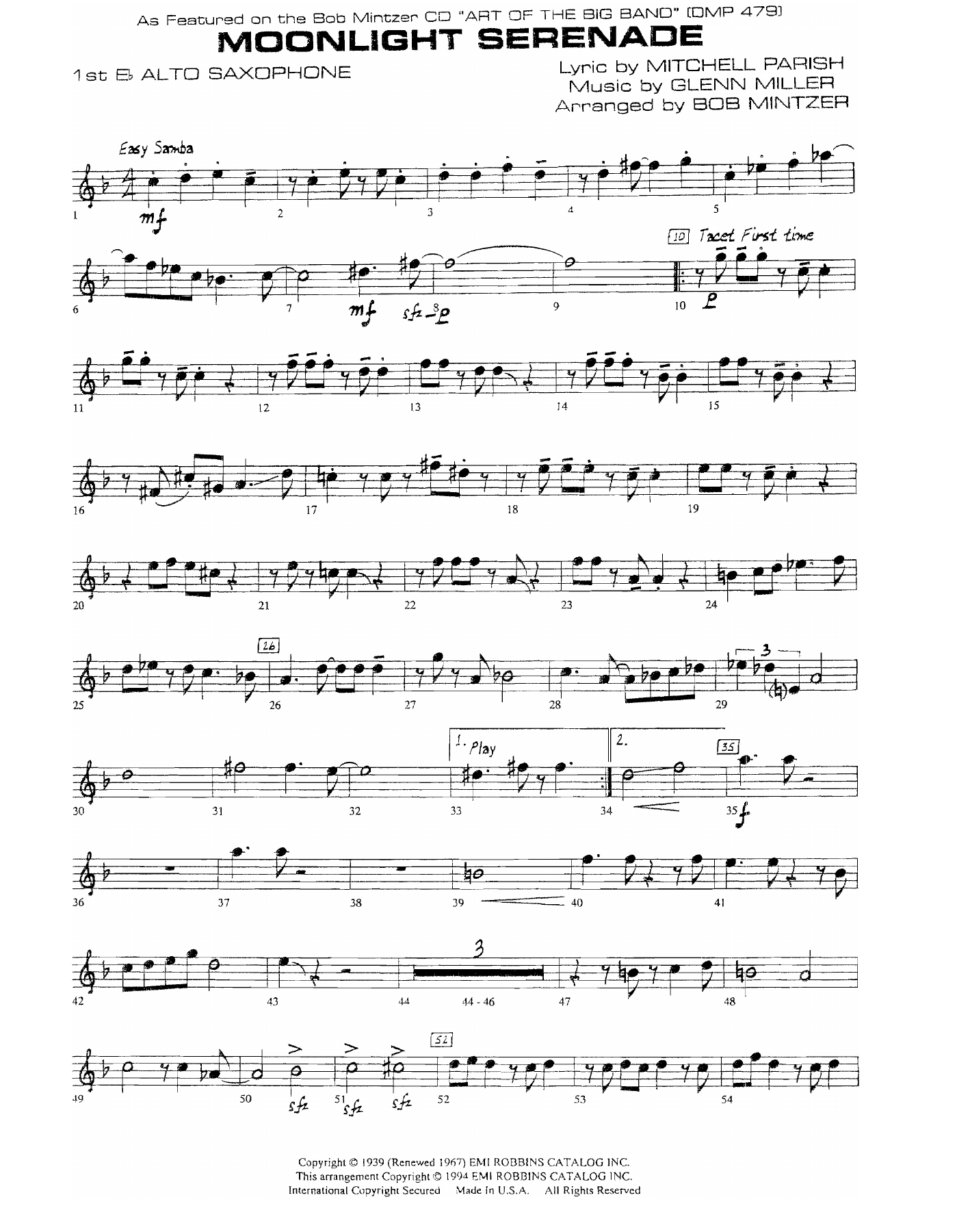 Moonlight Serenade (B.Mintzer) MP3 — sheet music cover (first page)