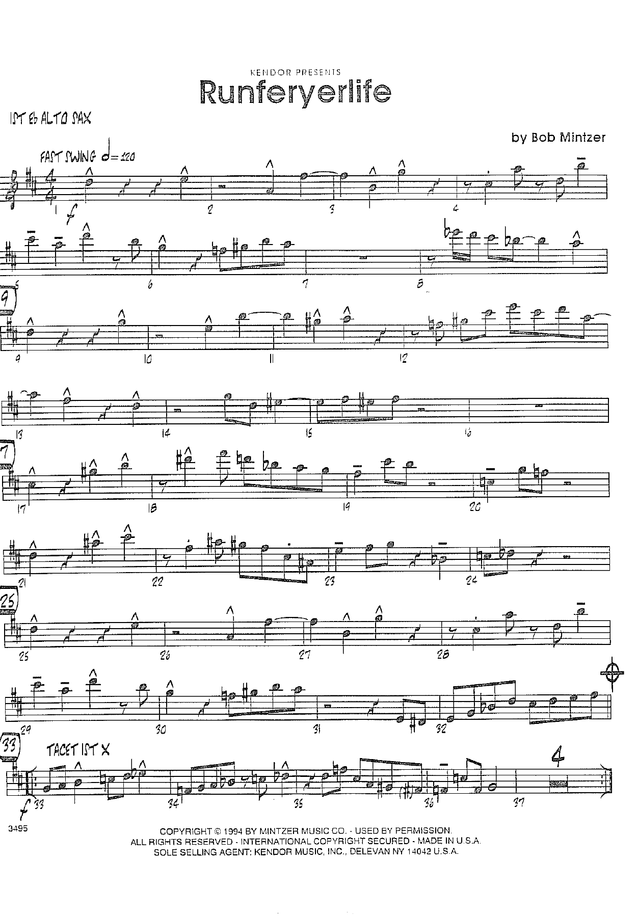 Runferuyerlife — sheet music cover (first page)