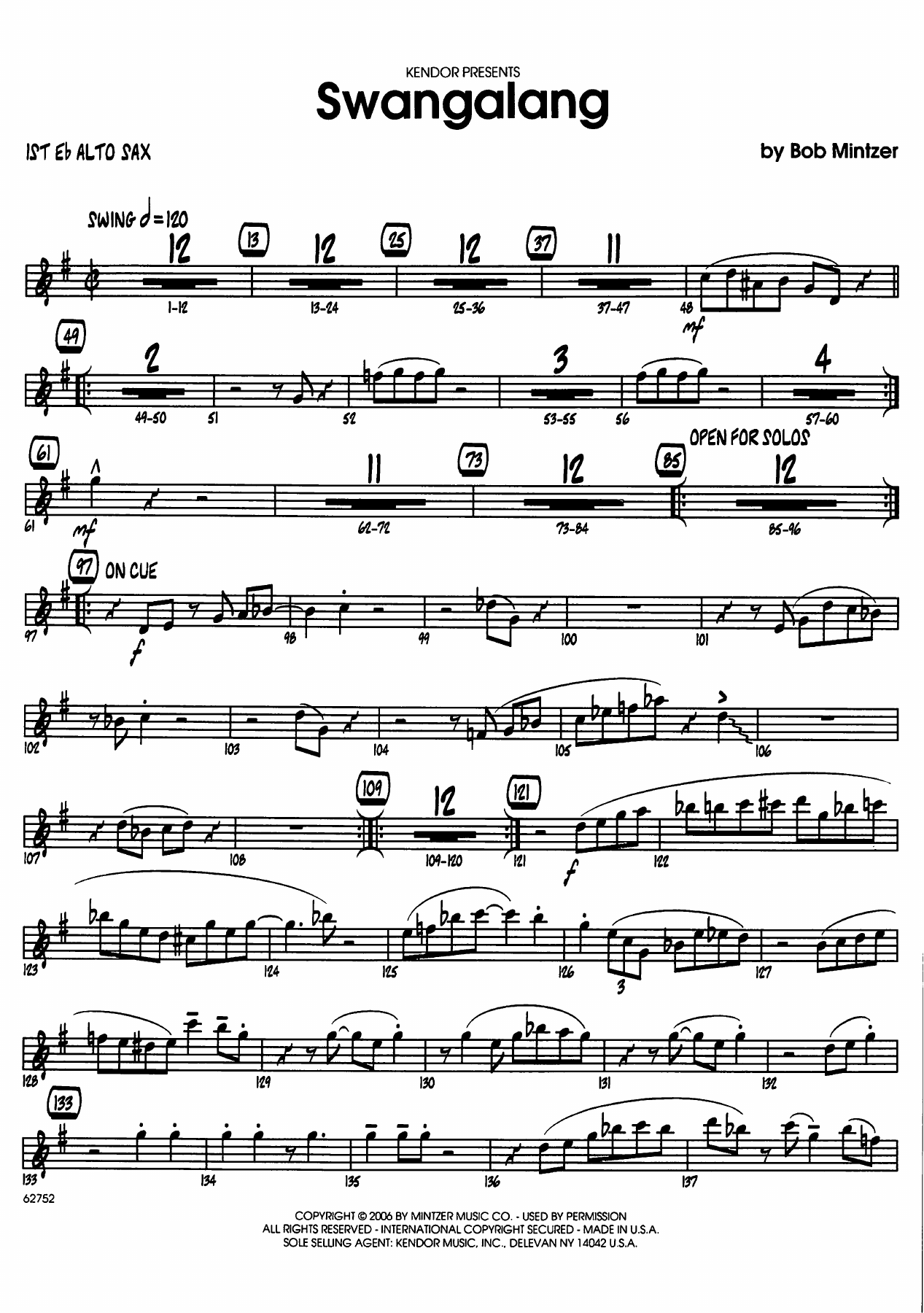 Swangalang — Big Band sheet music arranged by B.Mintzer | Jazz Standard