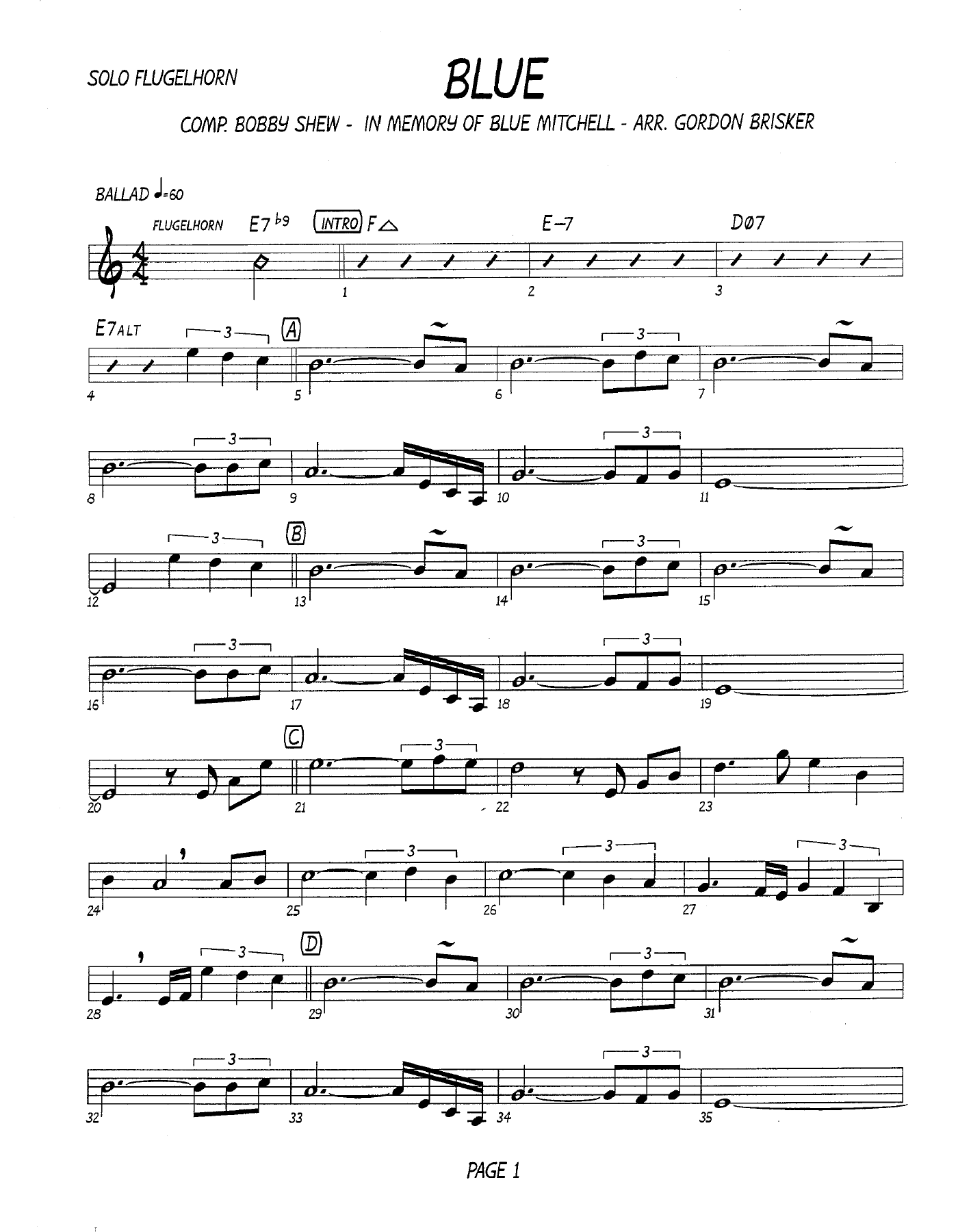 Blue (G.Brisker) 28 B.Shew — sheet music preview
