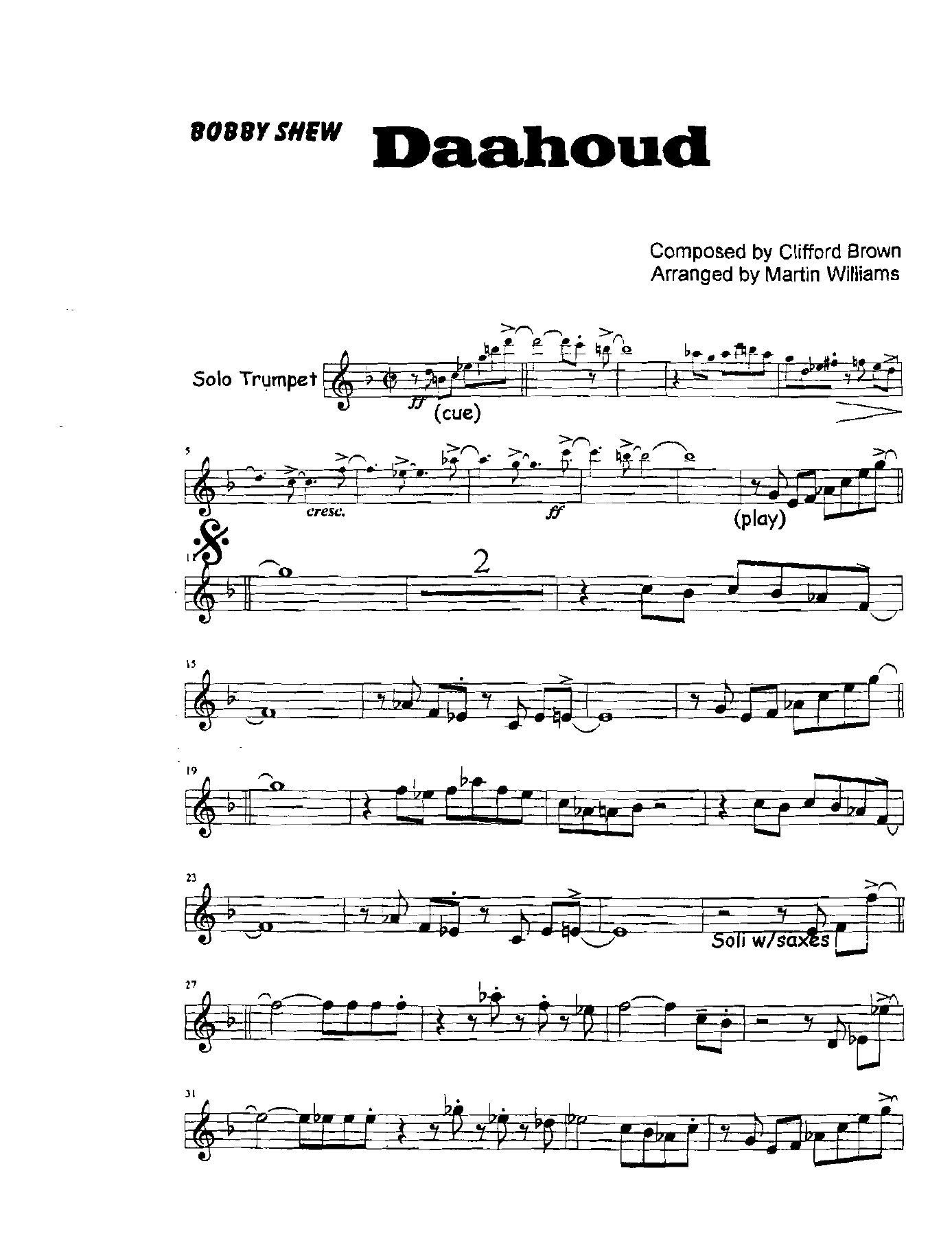Daahoud (M.Williams) B.Shew — sheet music preview