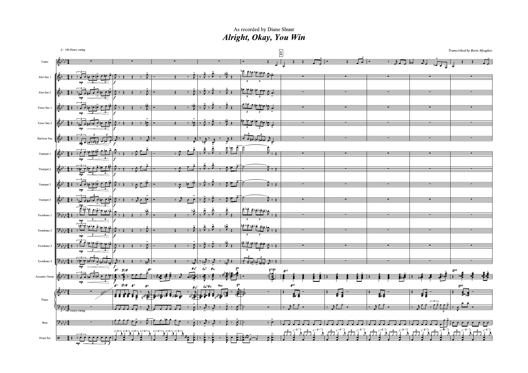 Alright, Okay You Win (B.Myagkov) D.Schuur MP3 — sheet music preview