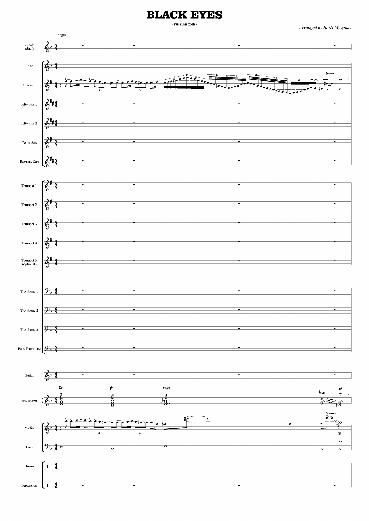Black Eyes — sheet music cover (first page)