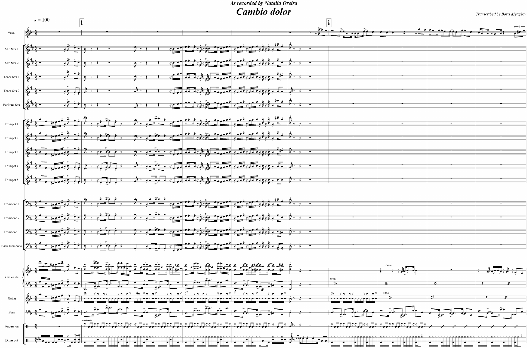 Cambio Dolor (B.Myagkov) N.Oreiro MP3 — sheet music preview
