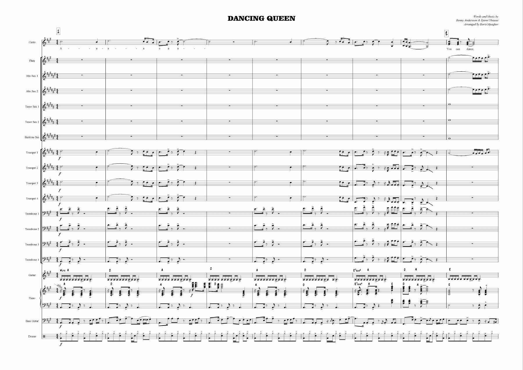 Dancing Queen (B.Myagkov) Abba. Disco — sheet music preview