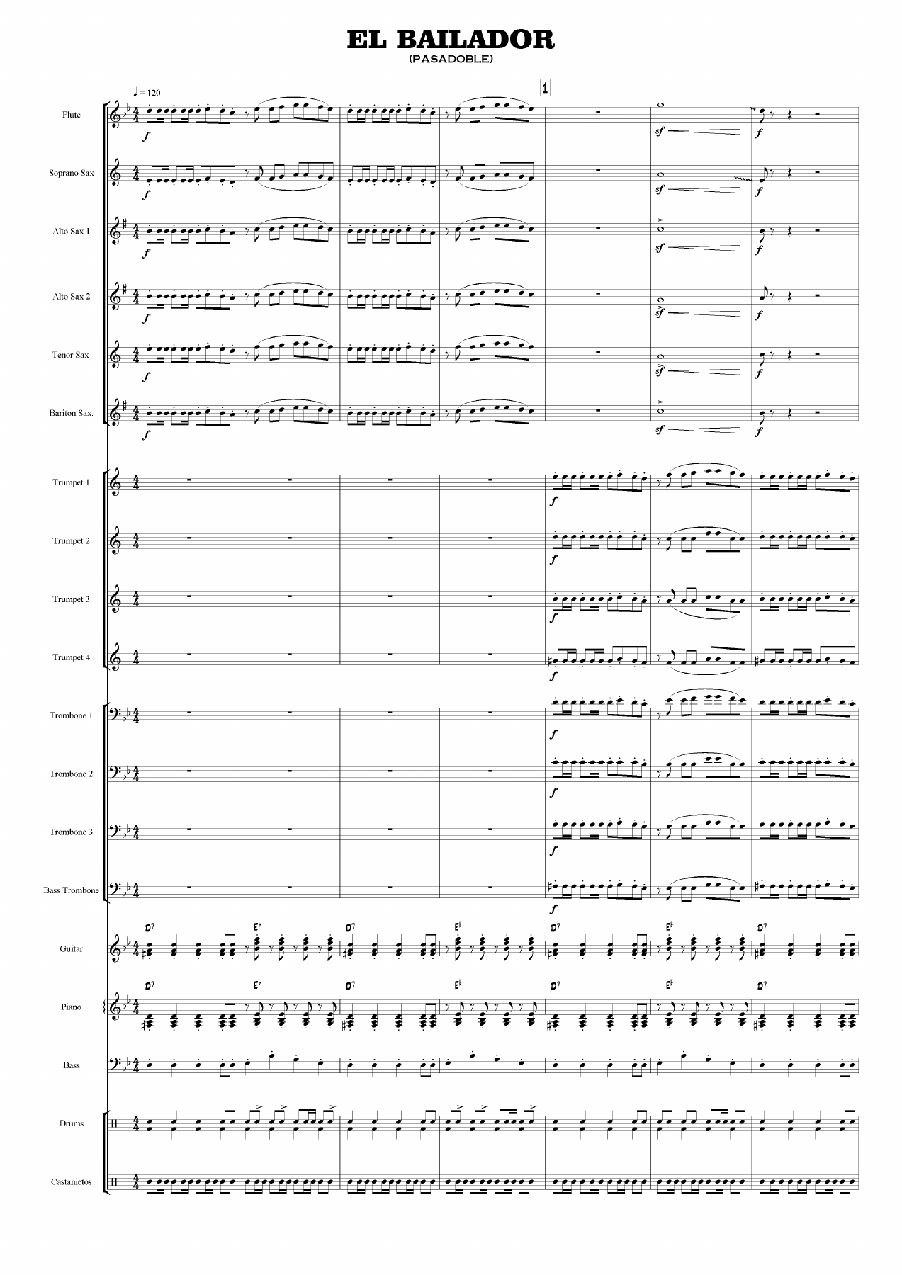 El Bailador — sheet music cover (first page)