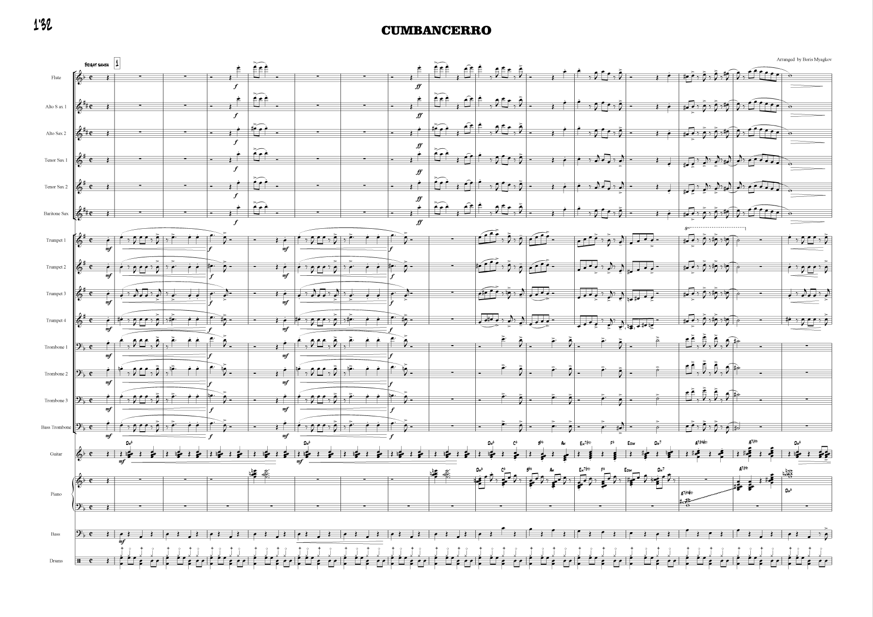 El Cumbancero (B.Myagkov) Samba — Big Band sheet music by Boris Myagkov | Jazz Standard