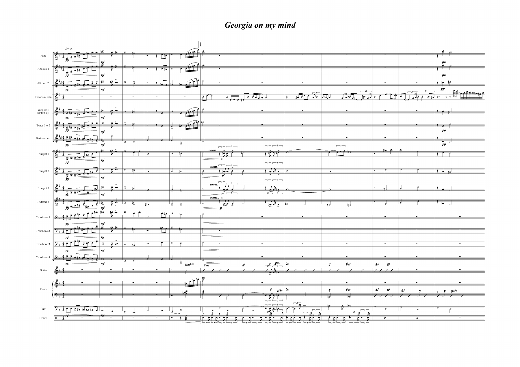 Georgia On My Mind — Big Band sheet music arranged by B.Myagkov | Jazz Standard
