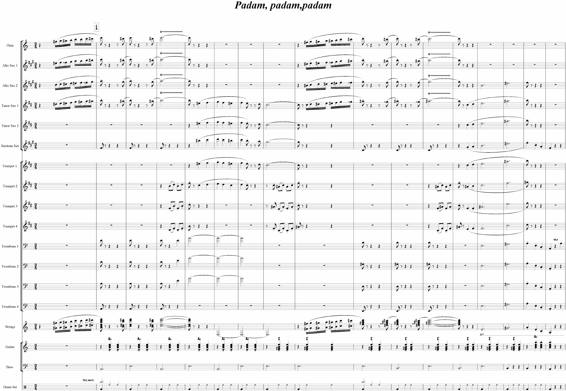 Padam, Padam, Padam — sheet music preview