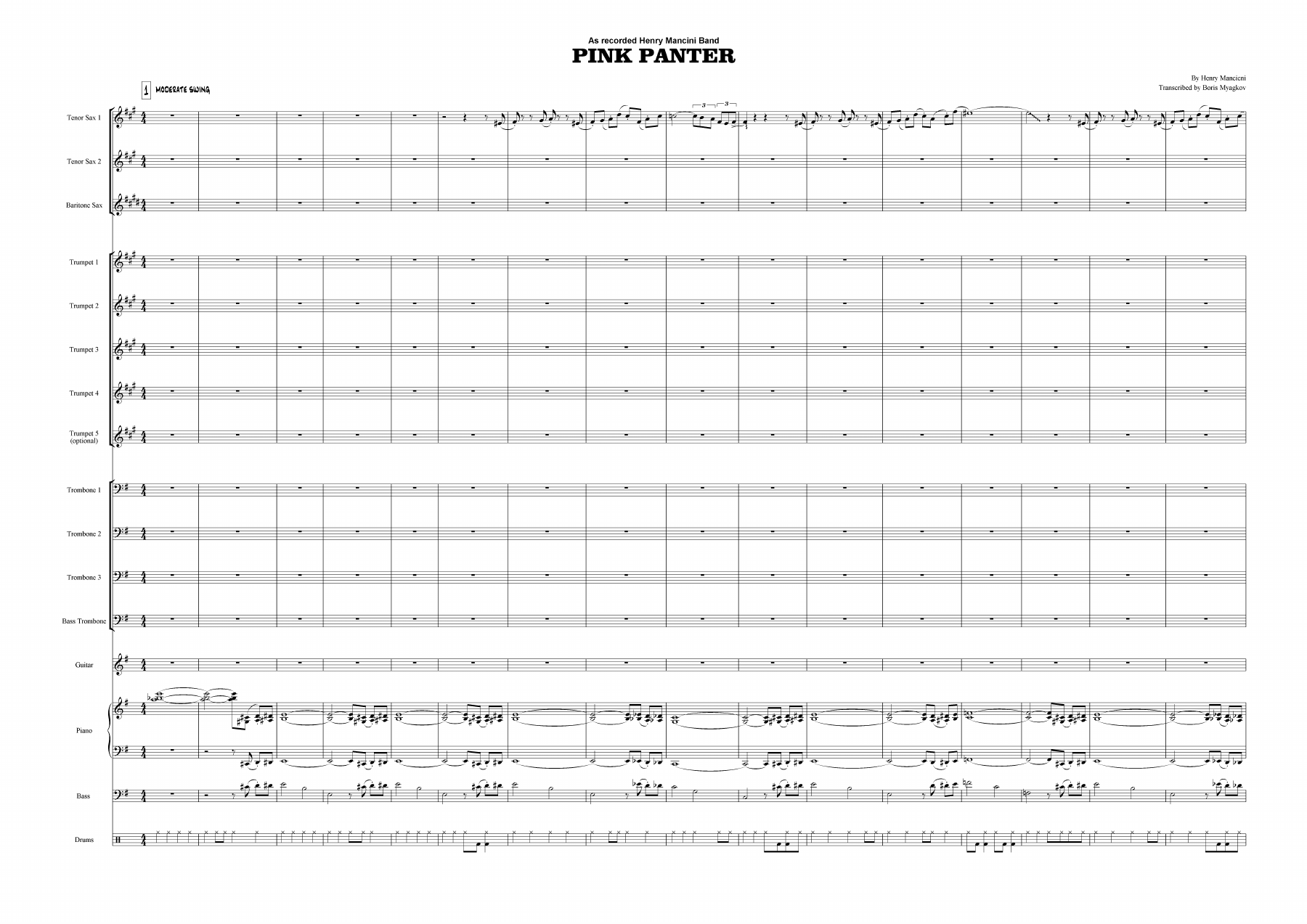 Pink Panther — sheet music cover (first page)
