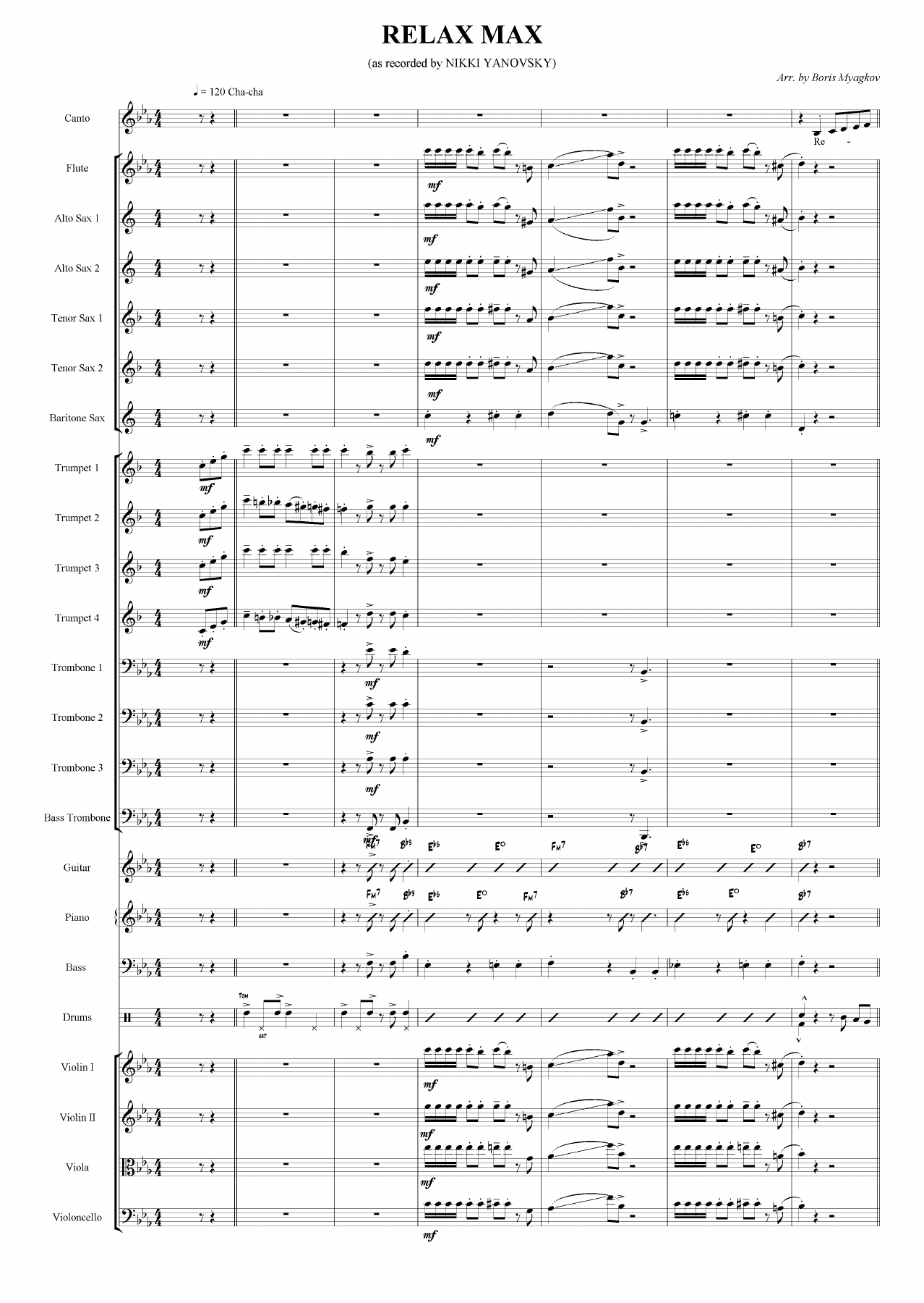 Relax Max (B.Myagkov) Cha Cha — sheet music cover (first page)