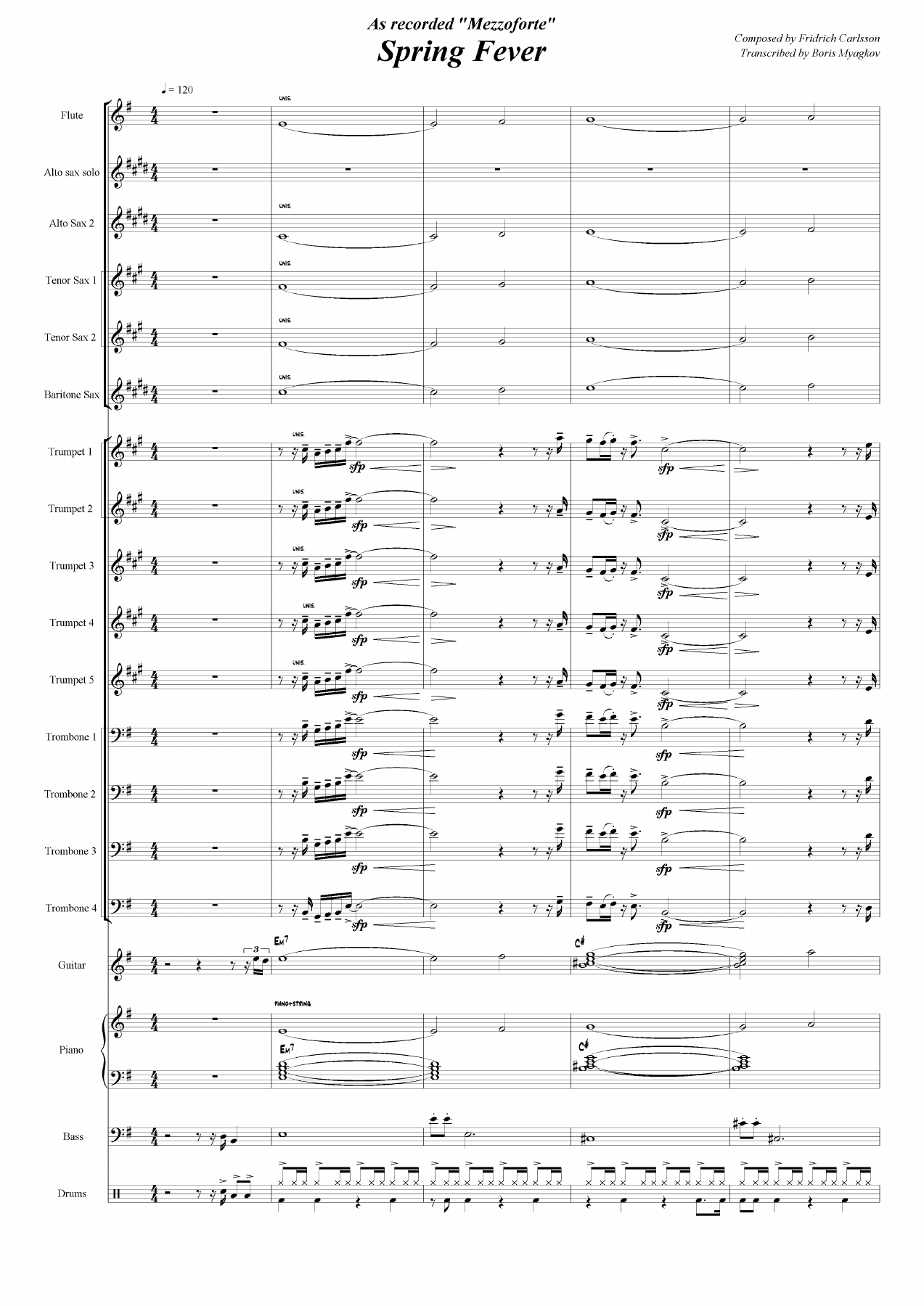 Spring Fever (B.Myagkov) Mezzoforte — sheet music preview