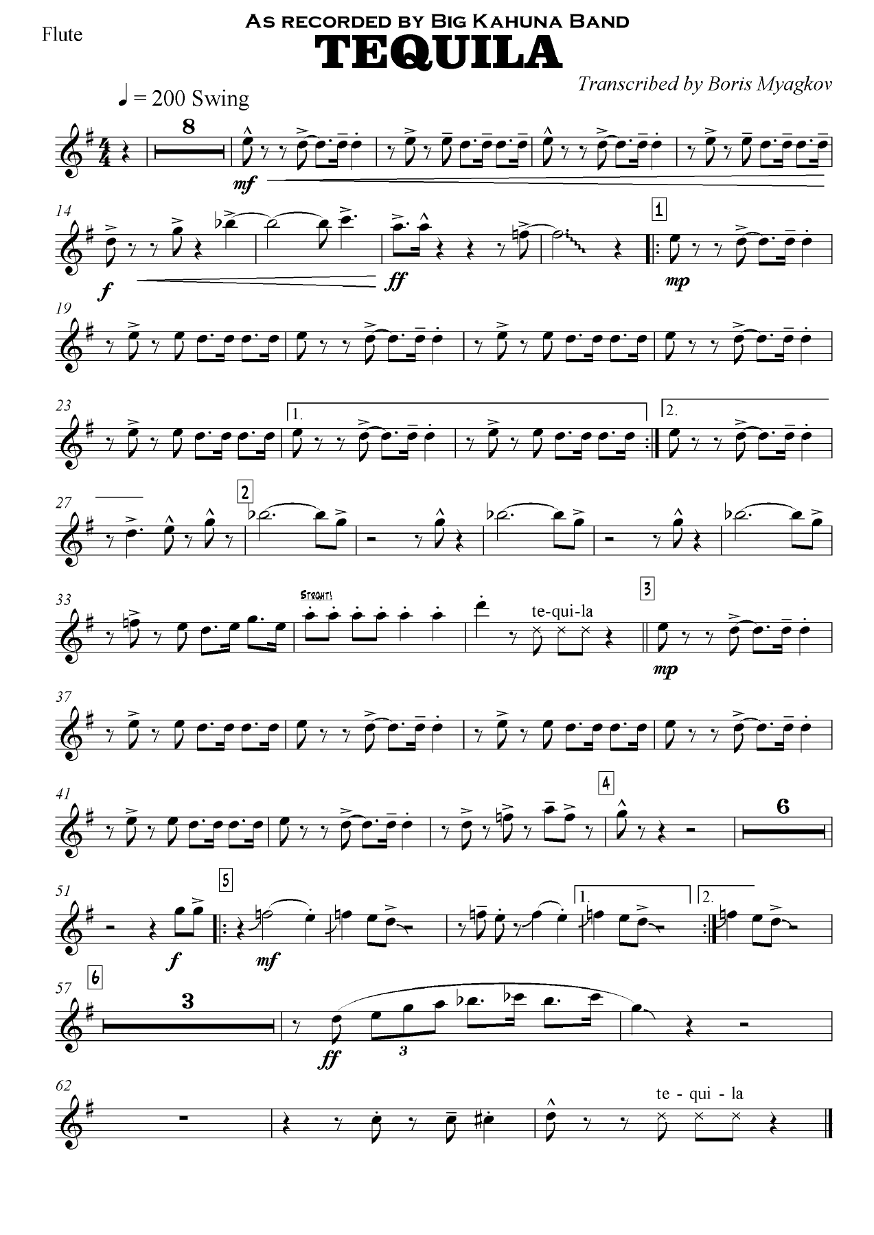 Tequila — sheet music preview