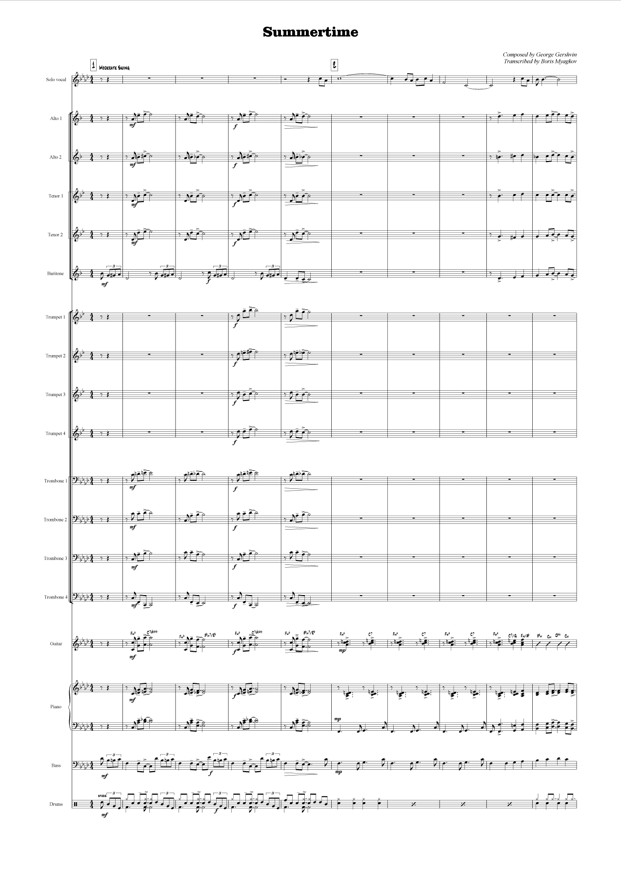 Summertime — sheet music cover (first page)
