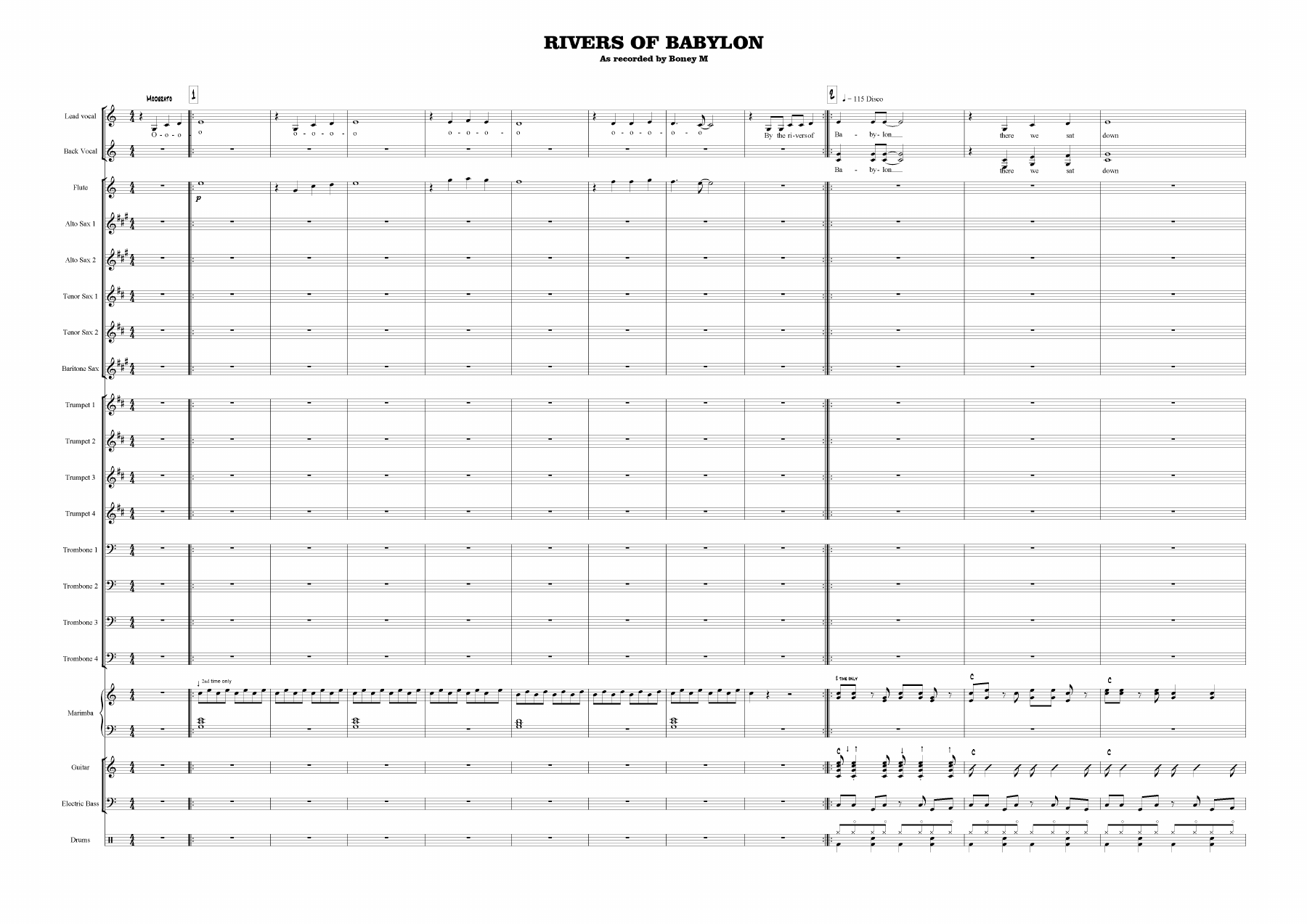 The Rivers Of Babylon Boney M (B.Myagkov) Vocal Group — Big Band sheet music by Boris Myagkov | Jazz Standard
