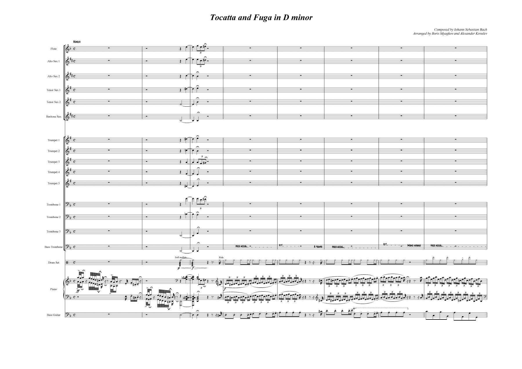 Toccata And Fuge In D Minor (B.Myagkov) — Big Band sheet music by J S Bach | Jazz Standard