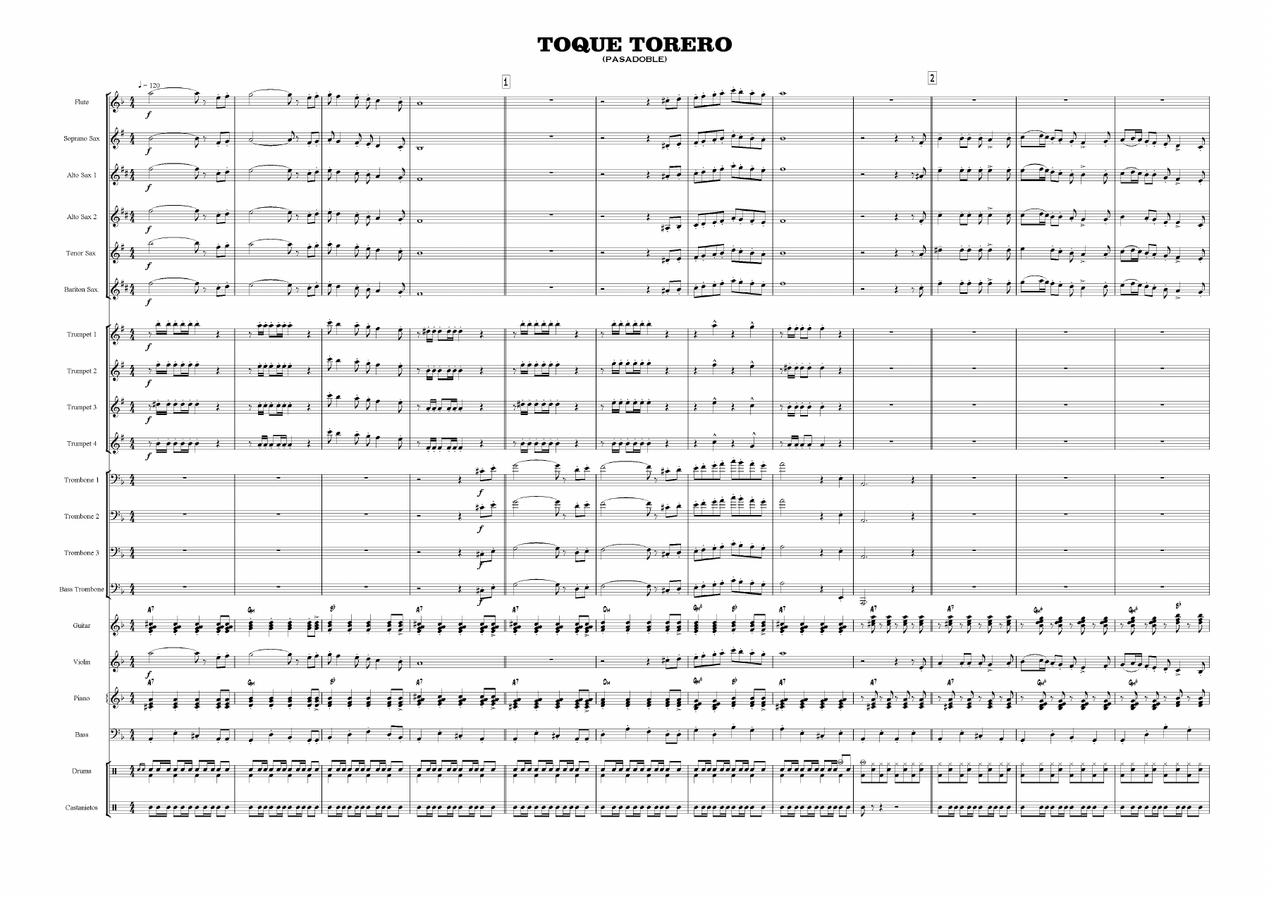 Toque Torero — sheet music cover (first page)