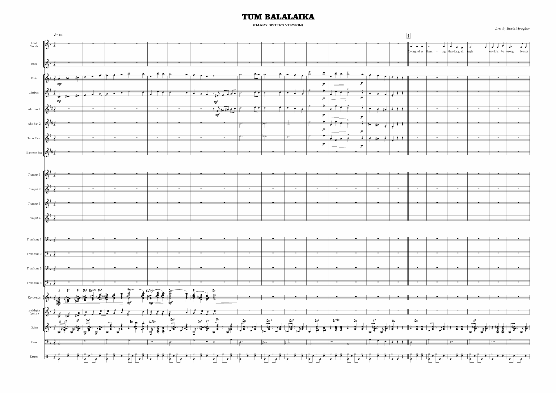 Tum Balalajka — sheet music cover (first page)
