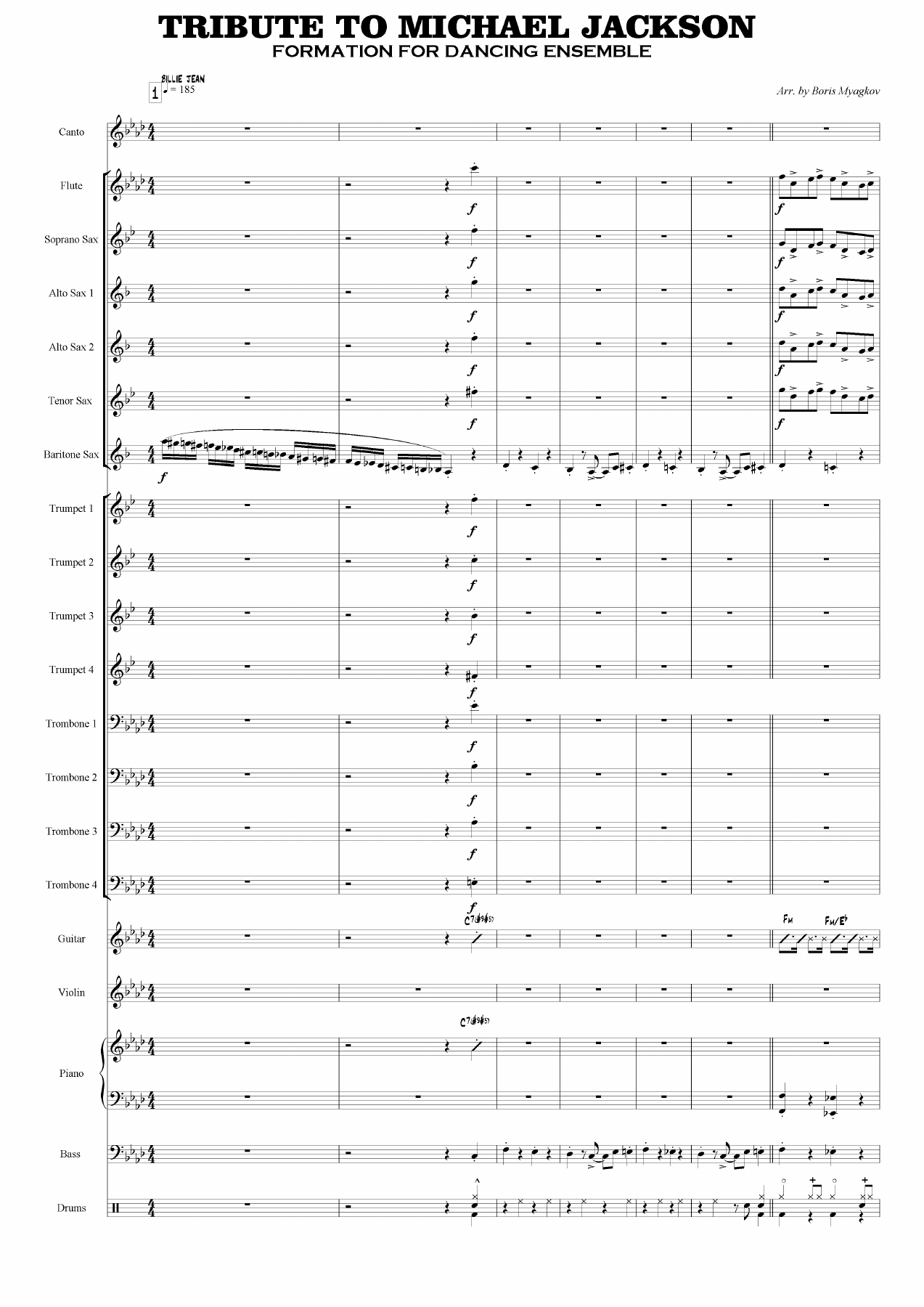 Tribute To Michael Jackson — Big Band sheet music arranged by B.Myagkov | Jazz Standard